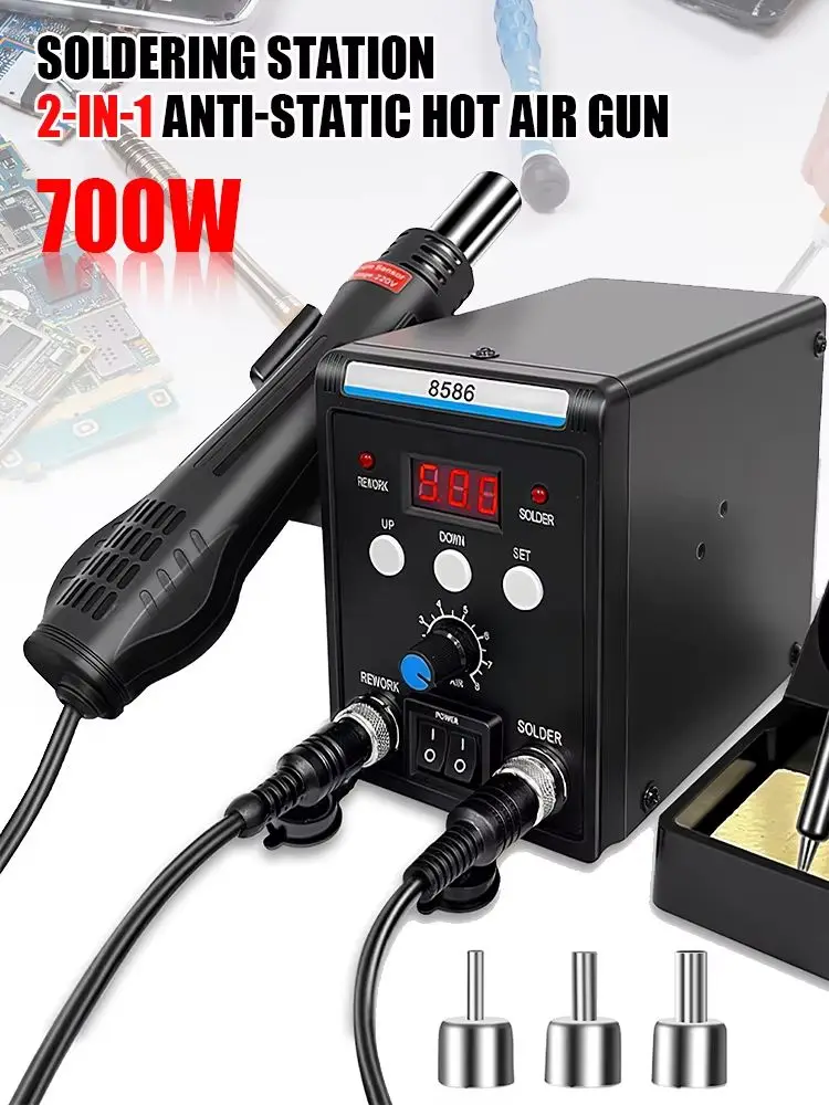 2-in-1 soldeerstation digitaal display antistatisch heteluchtpistool soldeerbout SMD demontage en reparatie tafelgereedschap - afbeelding 2