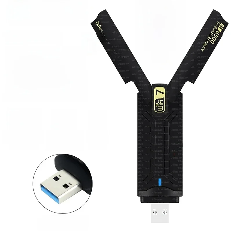 WiFi 7 USB Ethernet Adapter BE6500 2.4G/5G/6GHz Tri-band USB3.0 Bezprzewodowa karta sieciowa 6500Mbps 802.11BE Bezpłatny sterownik dla Win10/11 — zdjęcie produktu 7