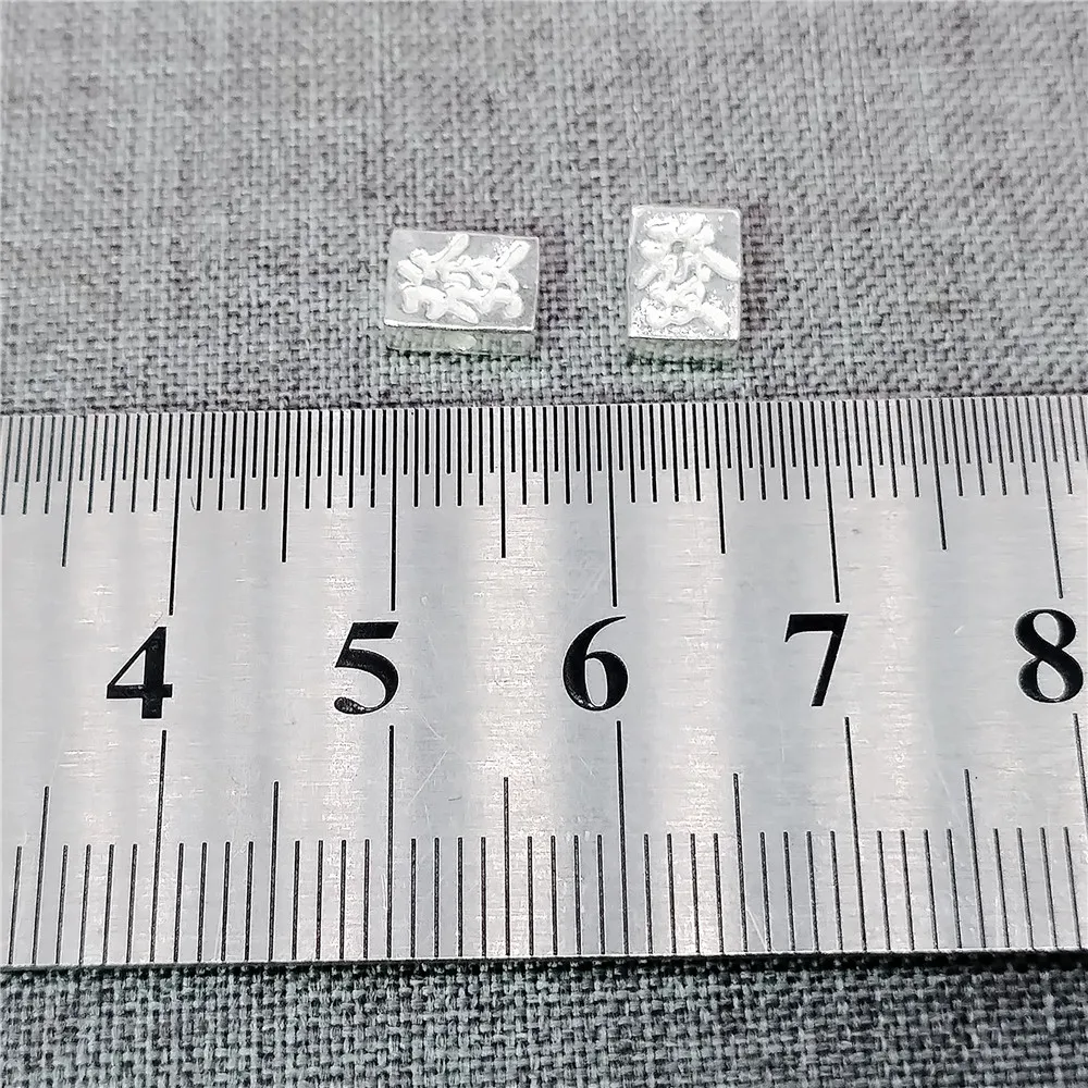 2 Pieces of 925 Sterling Silver Mahjong Getting Rich Beads 2-Sided Chinese Game Spacer for Bracelet Necklace