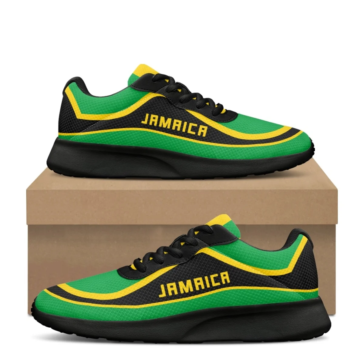 Fashion JAMAICA National Flag Pattern Flat Shoes Women Autumn Outdoor Sneakers Teen Casual Shoes Wear-Resistant Gym Tennis Shoes