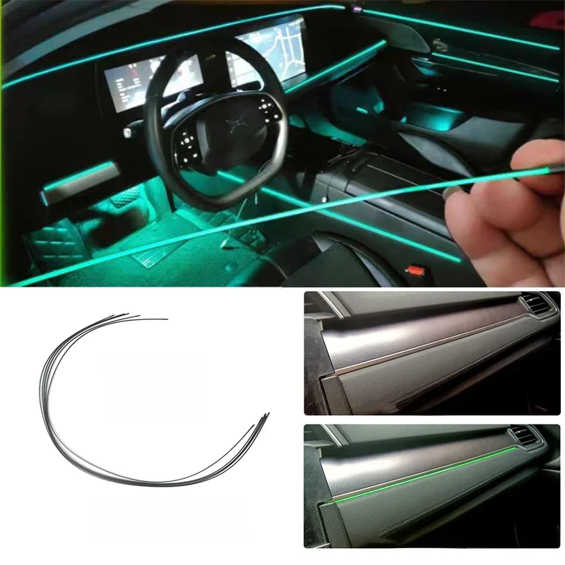 Akrylowe światła światłowodowe RGB kontrola dźwięku światła otoczenia z zapalniczką 12V Auto dekoracyjna lampa nastrojowa do wnętrza — 2