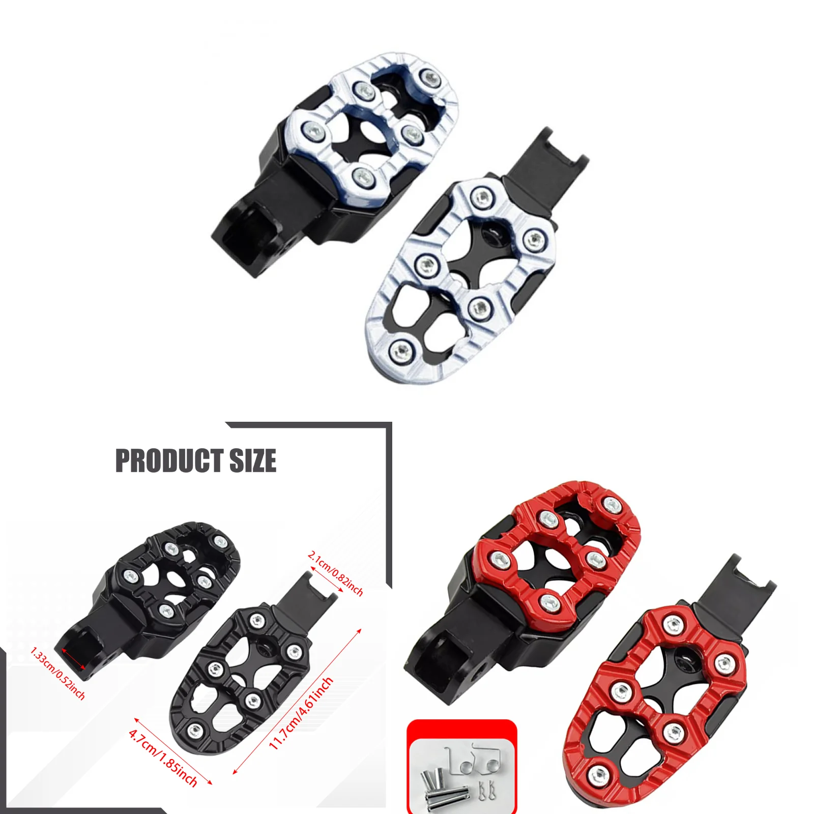 Three models Generic Motorcycle Foot Pegs Replacement Professional Motorcycle Foot Pedals for Motorcycles Including Standard