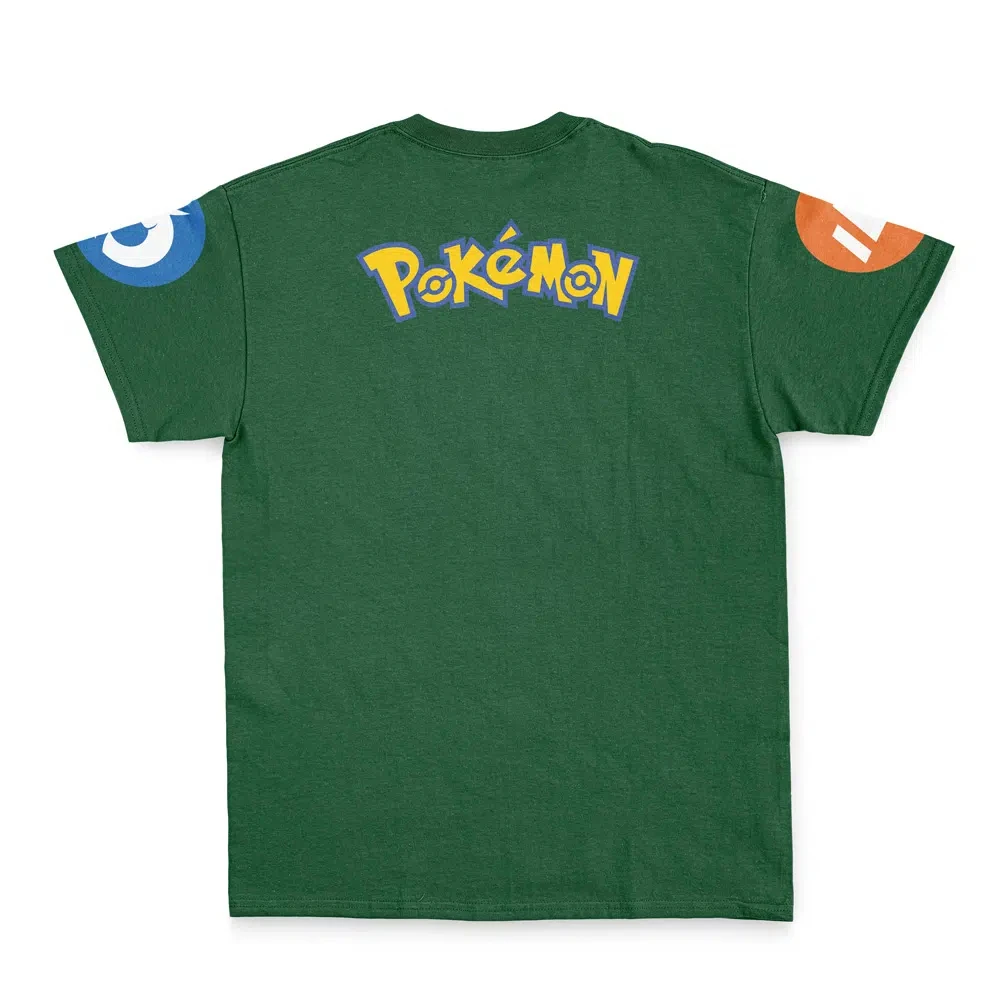 Men's Vintage Anime T-Shirt, Pokemon Flygon Dragon Ground Type Retro Manga Poster Print Casual Green Short Sleeve Cotton Top