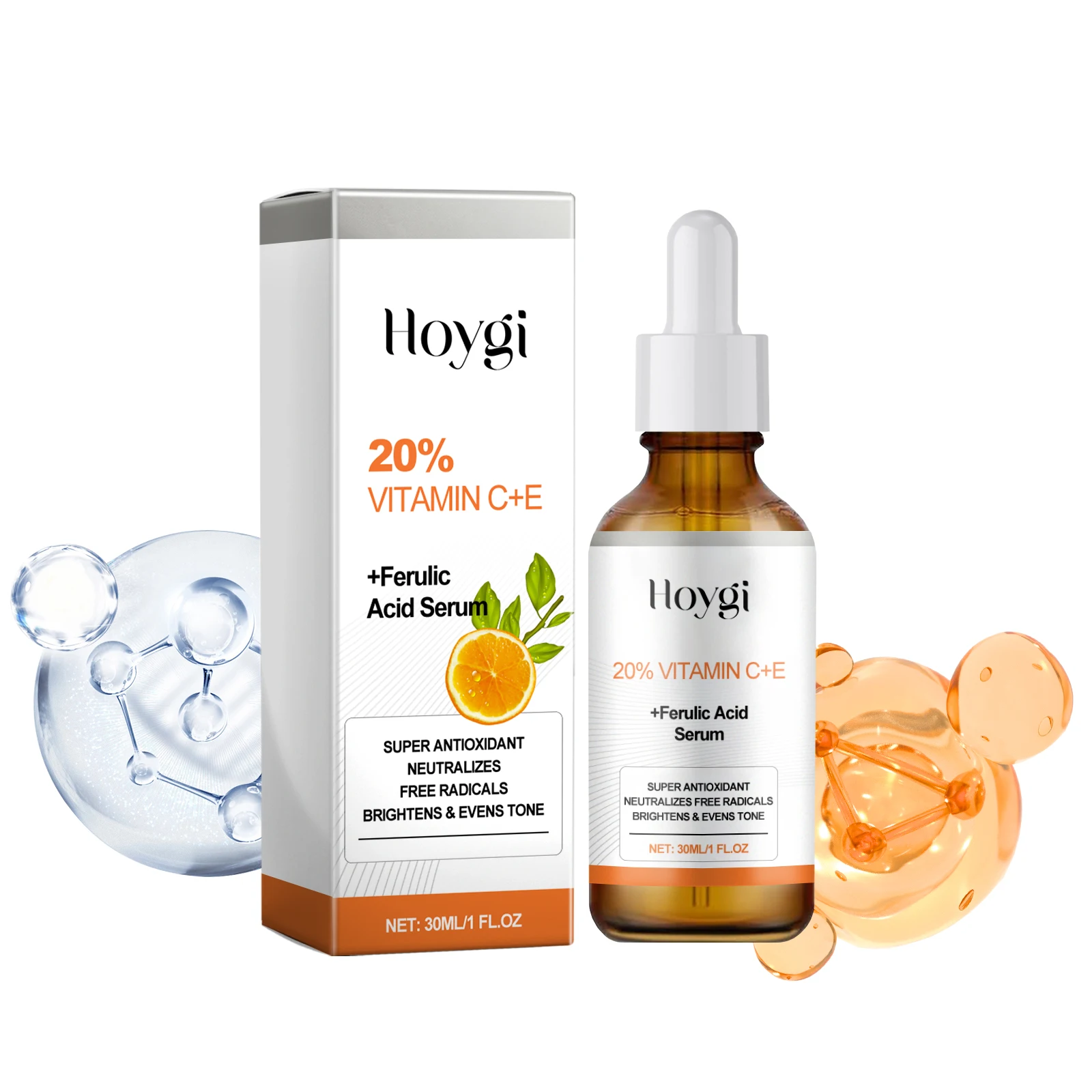 Reduces Pigmentation Lightens Dark Spots Brightens Dull Skin Tone Hydrating Moisturizing Facial Vitamin C+E +Ferulic Acid Serum