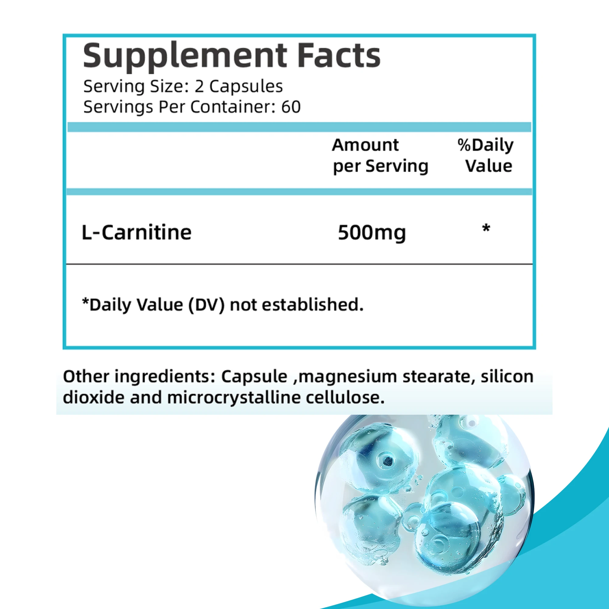 L-Carnitine Supplement - Promote Metabolism, Improves Memory, Burner Fat, Support Energy, Grow Muscles - 120 Capsules