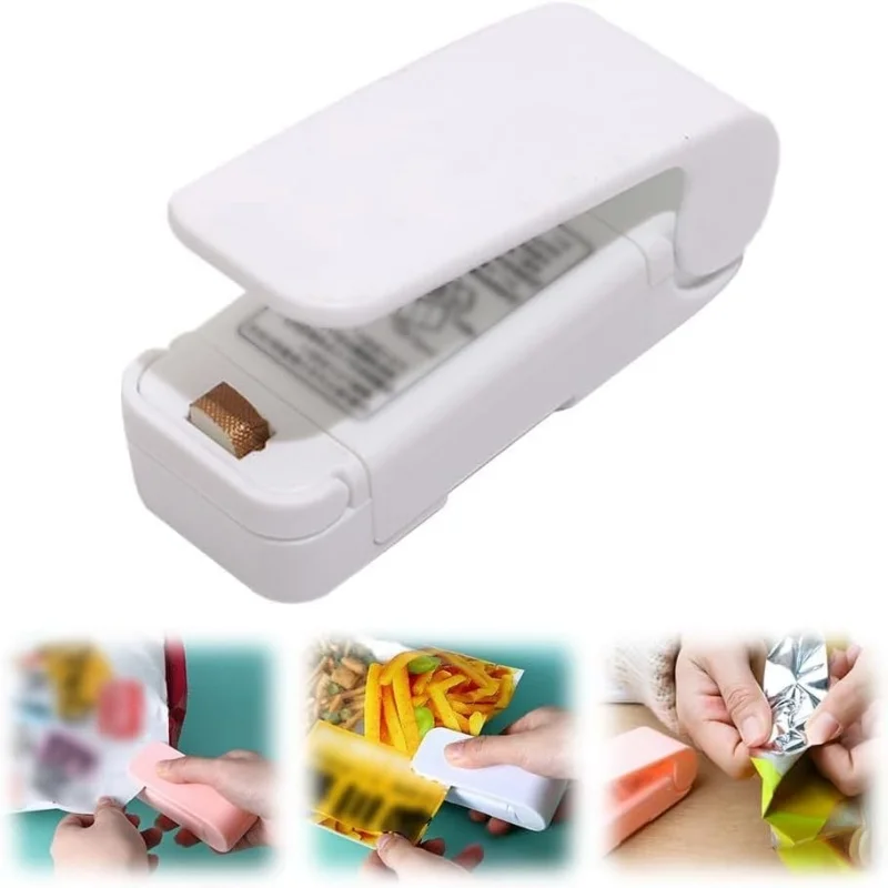 

White Portable Mini Sealing Machine, 2026 Upgraded Mini Bag Sealer, Portable Handheld Vacuum Food Sealer Bag Sealing Machine for Snack Bags, 2 in 1 Bag Sealer Heat Seal Tool, Vacuum Sealers