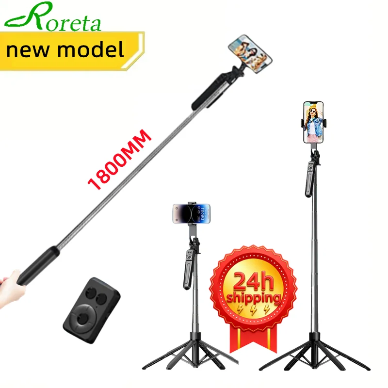 

Roreta 2026 New 1.8M Wireless Selfie stick Tripod Foldable Stand For Action Cameras Smartphones Balance Steady Shooting Live