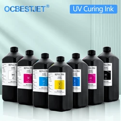 1000ML UV Curing Ink สําหรับ Epson XP600 TX800 XP-600 TX-800 L800 L805 L1800 R290 R300 1390 1400 1410 1430 DX5 DX7 DX10 UV เครื่องพิมพ์