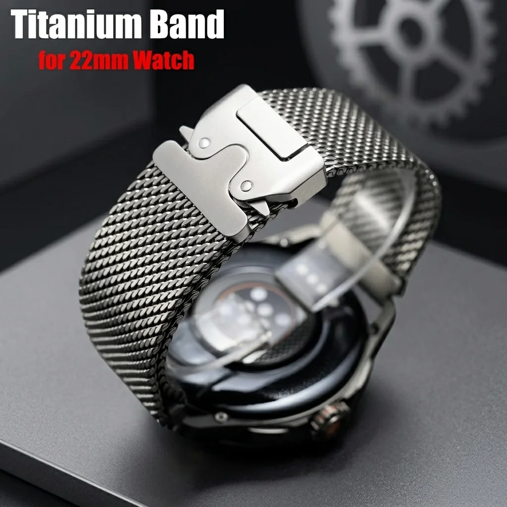 Pure Titanium Milanese Strap 22mm 20mm For Samsung Galaxy Watch 7/5 4/6 Classic Bracelet Band Huawei Watch 5 GT 5 GT6 Pro 46MM