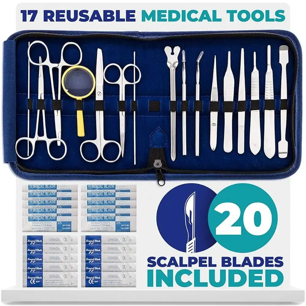 Plastic Medical Dissecção Cirúrgica Cirurgia Instrumentos Set, Ensino de Laboratório, Escola de Biologia, Student Instruments, 37 em 1, 100 conjuntos por Kits