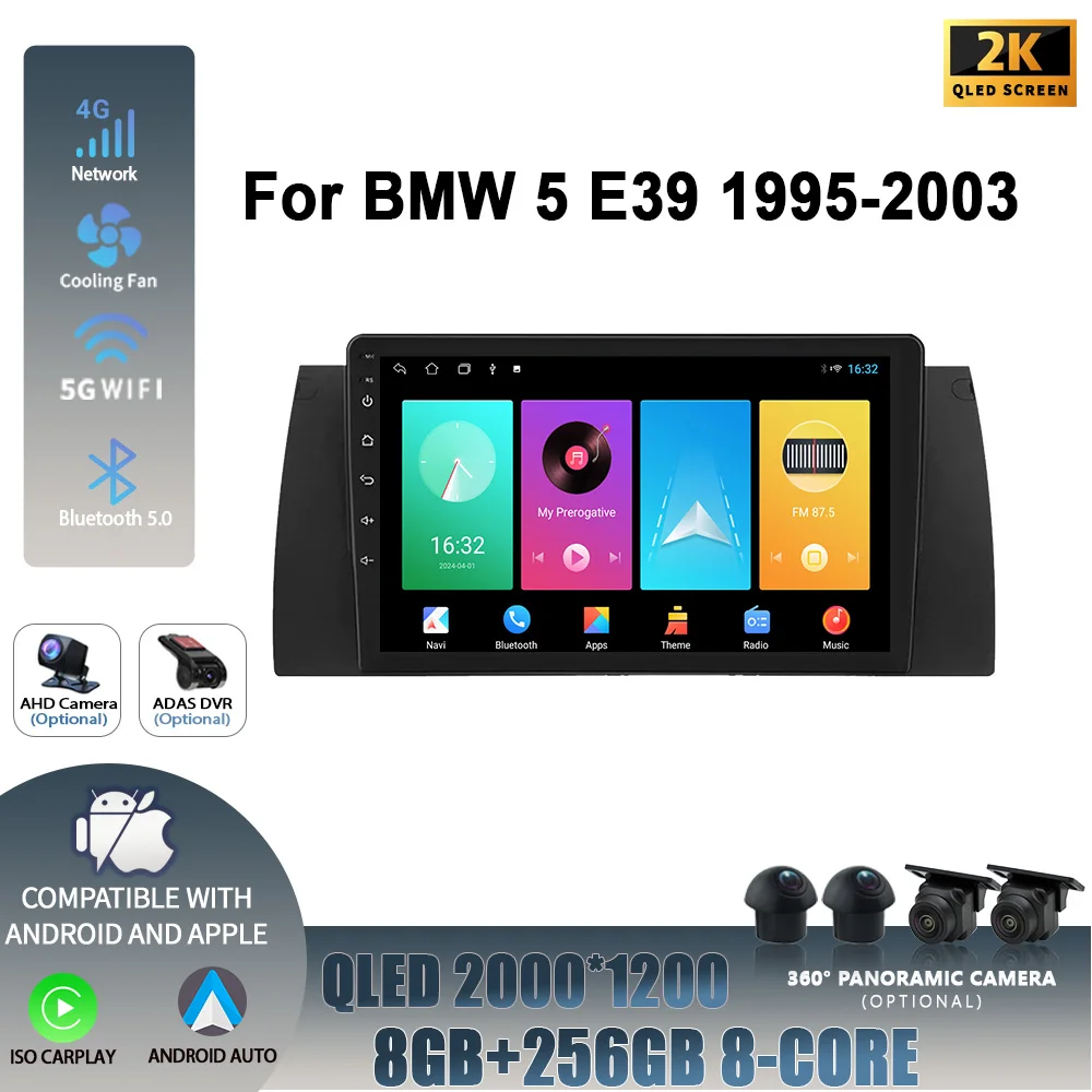 

Car Radio Multimedia Navigation Player Head Unit WIFI 4G Android 14 For BMW 5 E39 1995-2003 Wireless Carplay Stereo Screen