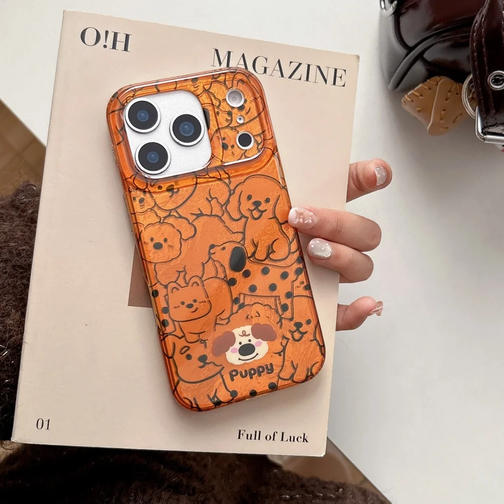 

Cute brown line puppy phone case, suitable for iPhone 17/14/15/16Pro Max, fundans17pro Korean INS new shockproof protective case