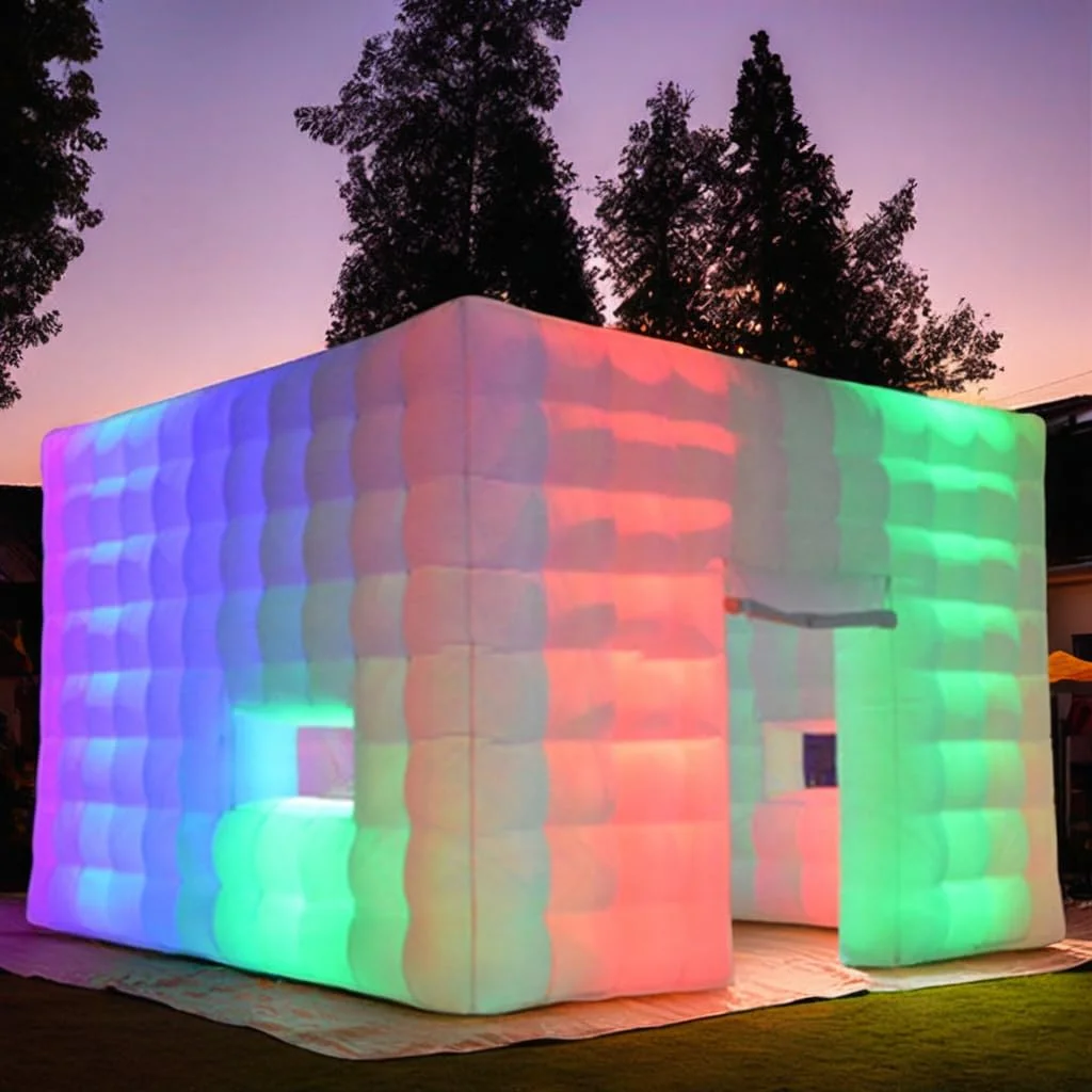 Portátil Grande LED Inflável Air Cube Tent, Casa com Blower, Tenda de iluminação para festa, Exposição Show