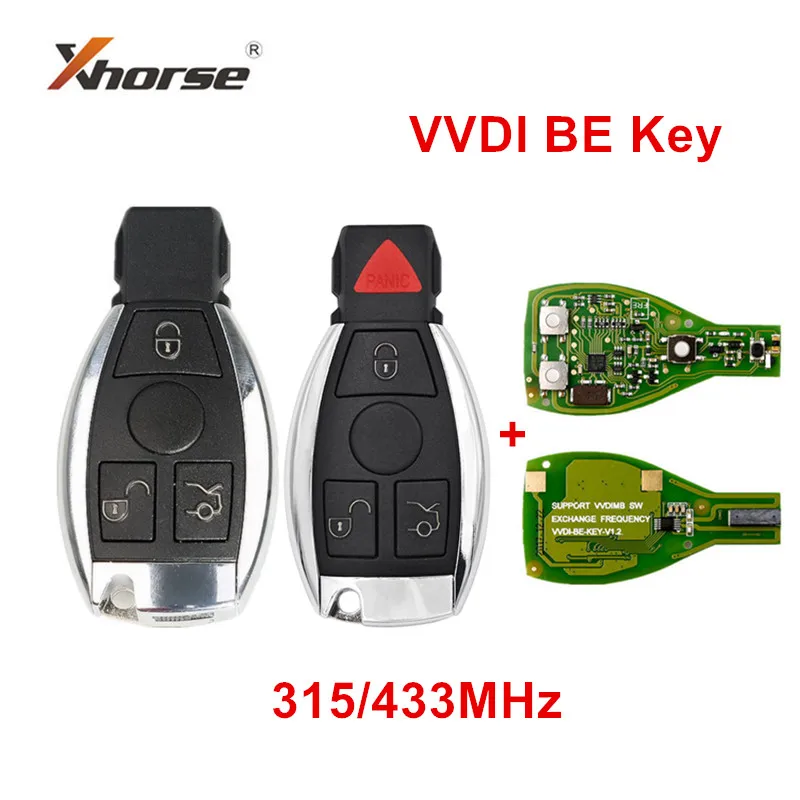 

VVDI BE Key Pro Improved Version For Mercedes Benz Smart Key Shell 3/4 Button with Logo 315/433MHz Can Exchange MB BGA Token