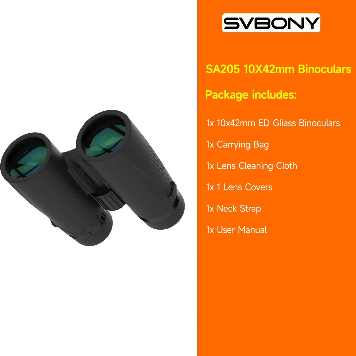SVBONY SA205 8x42 ED vlakveldverrekijker IP67 waterdicht en Bk-4 prisma