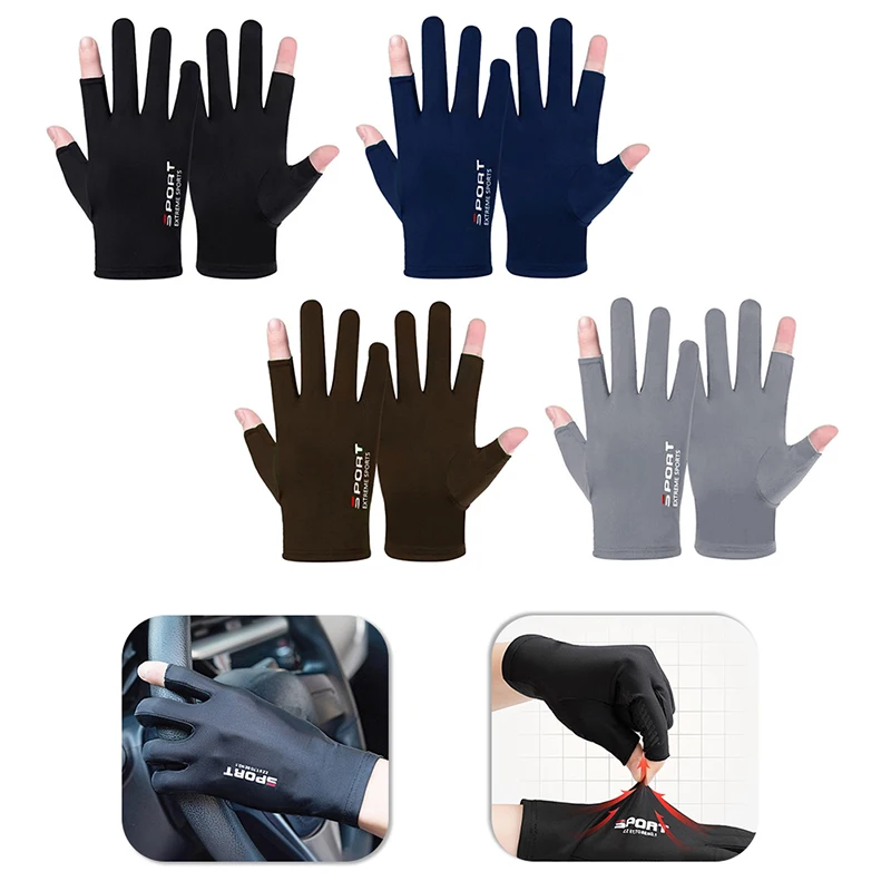 Summer Gloves Men Ice Silk Sun Proction Driving Glove Fishing Gloves Breathable Cycling Hiking Glove