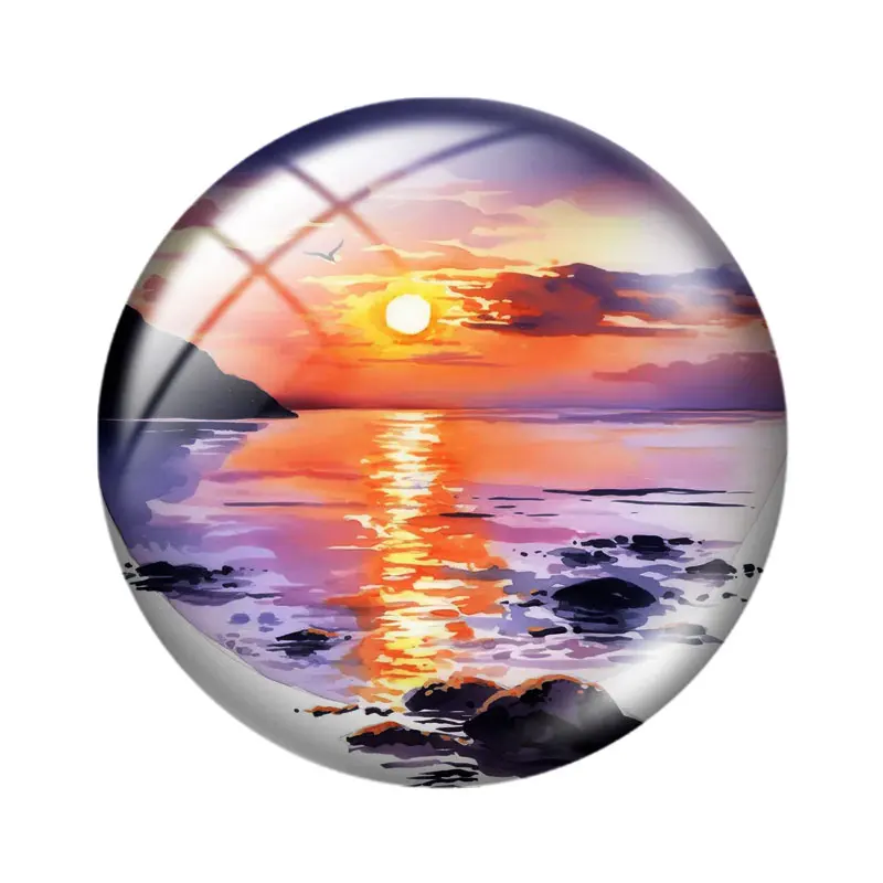 Sunset View Clipart  10pcs 12mm/18mm/20mm/25mm Round photo glass cabochon demo flat back Making findings - view 4