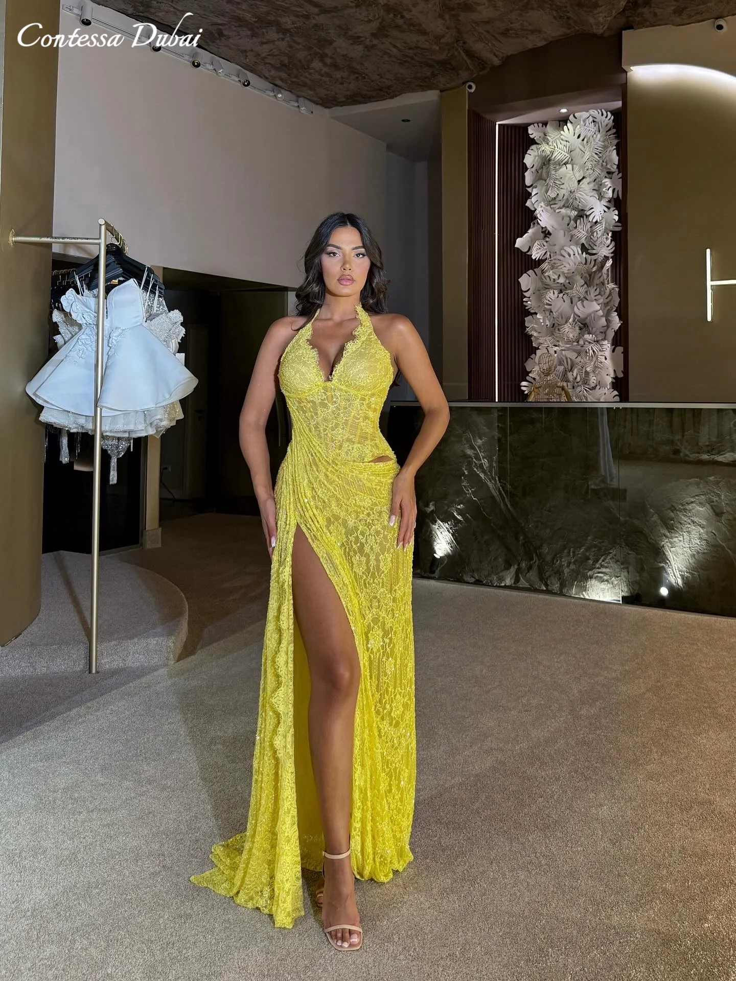 

Contessa Dubai customized Side slits Mermaid Prom Dress Sleeveless Backless vestidos de noche Floor-Length Formal Evening 2025