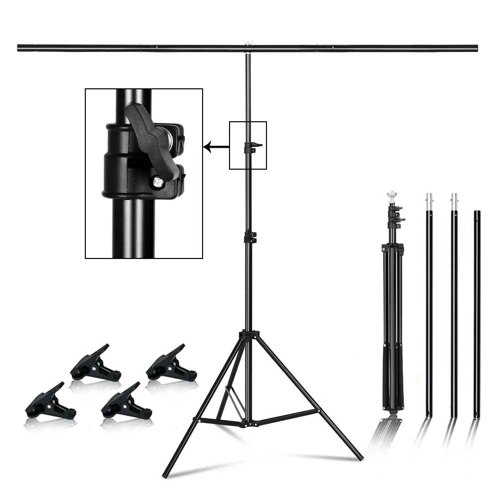 Stojak metalowy w kształcie litery T do tła fotograficznego, różne rozmiary, do fotografii, studia fotograficznego, wideo, chromakey, ekran zielony. — zdjęcie produktu 7