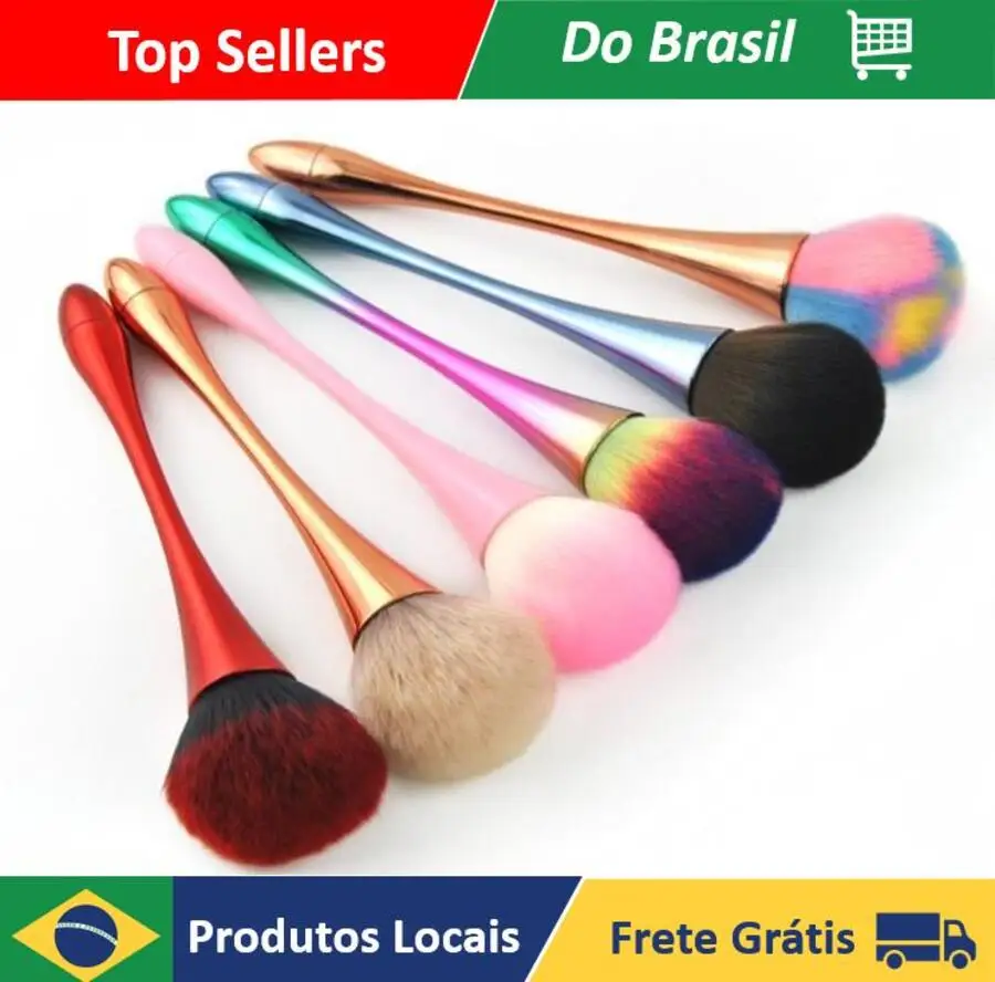 Pincel Largo Ouro Rosa para Base Pó Blush Ferramenta de Maquiagem Profissional Muito Macio cores aleatorio