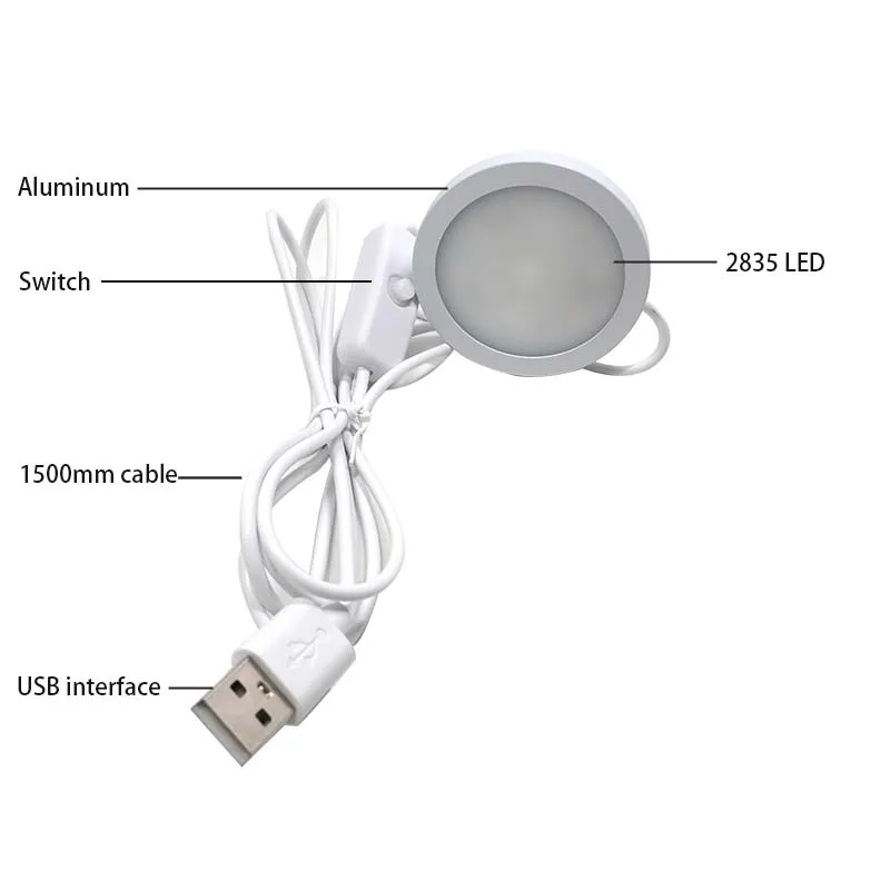 ELSOTE 5V USB Ultra-Slim Led Mini reflektor kempingowy witryna ekspozycyjna szafa na montaż sufitowy lampy typu Downlight