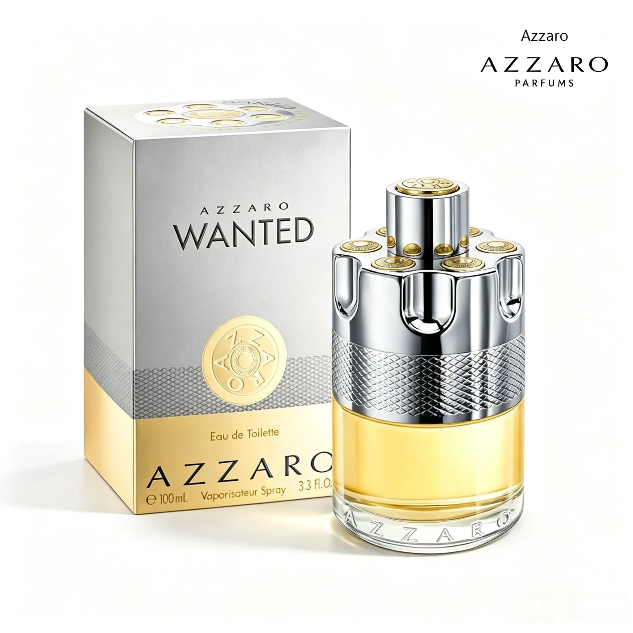Azzaro Wanted Eau De Men's Gulong Perfume 3.4 oz. 100 ml, Fresh and Spicy, Wood Tone, Lasting Fragrance, 6-8 Hours, Juniper, Lemon, Vitality, Self-Confidence | Daily Commuting/Leisure, Social Networking, Young and Energetic Choice