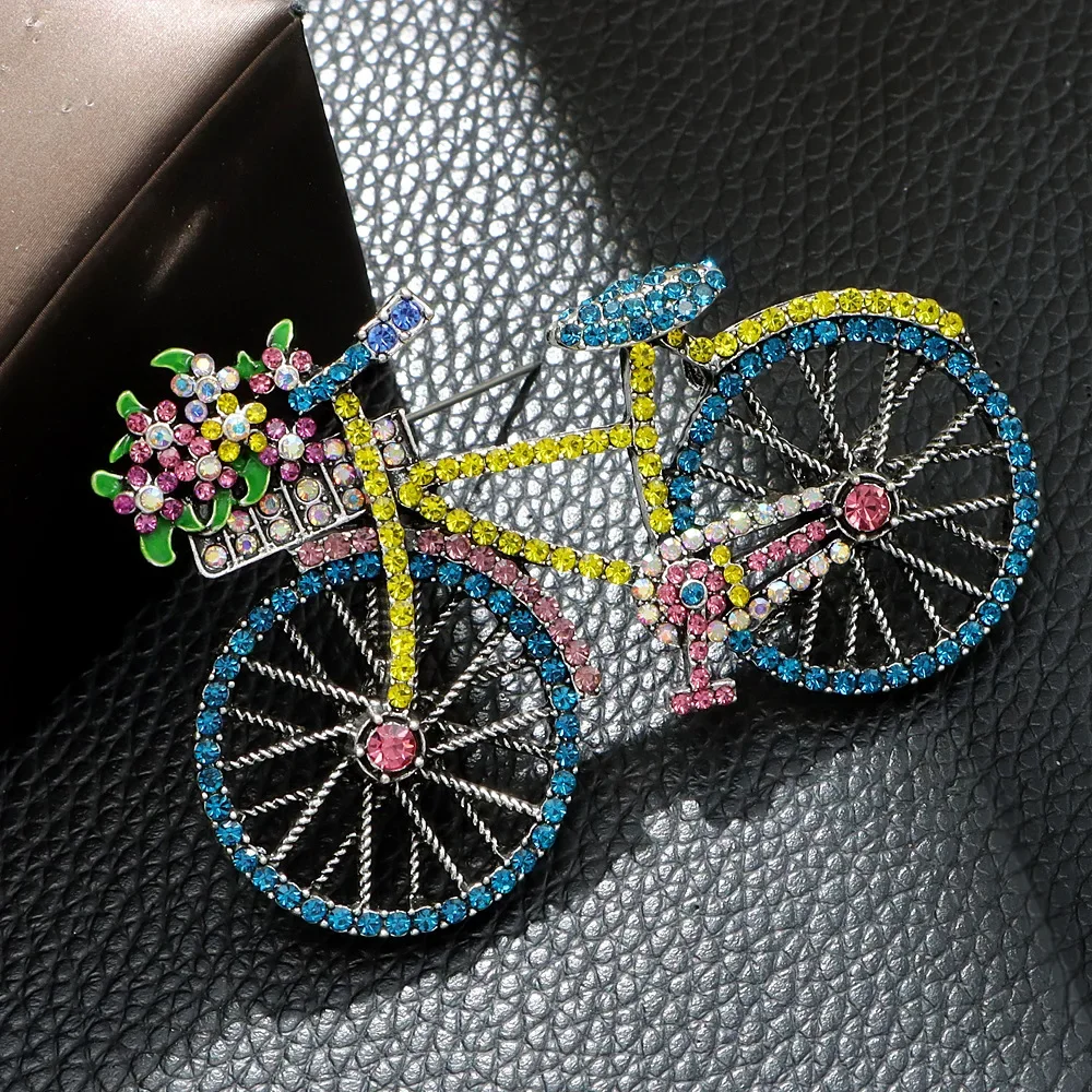 AliExpress ZAKOL Vintage Bicycle Brooch Pin Inlaid Shiny Rhinestone For Women Ladies Daily Clothing Accessories