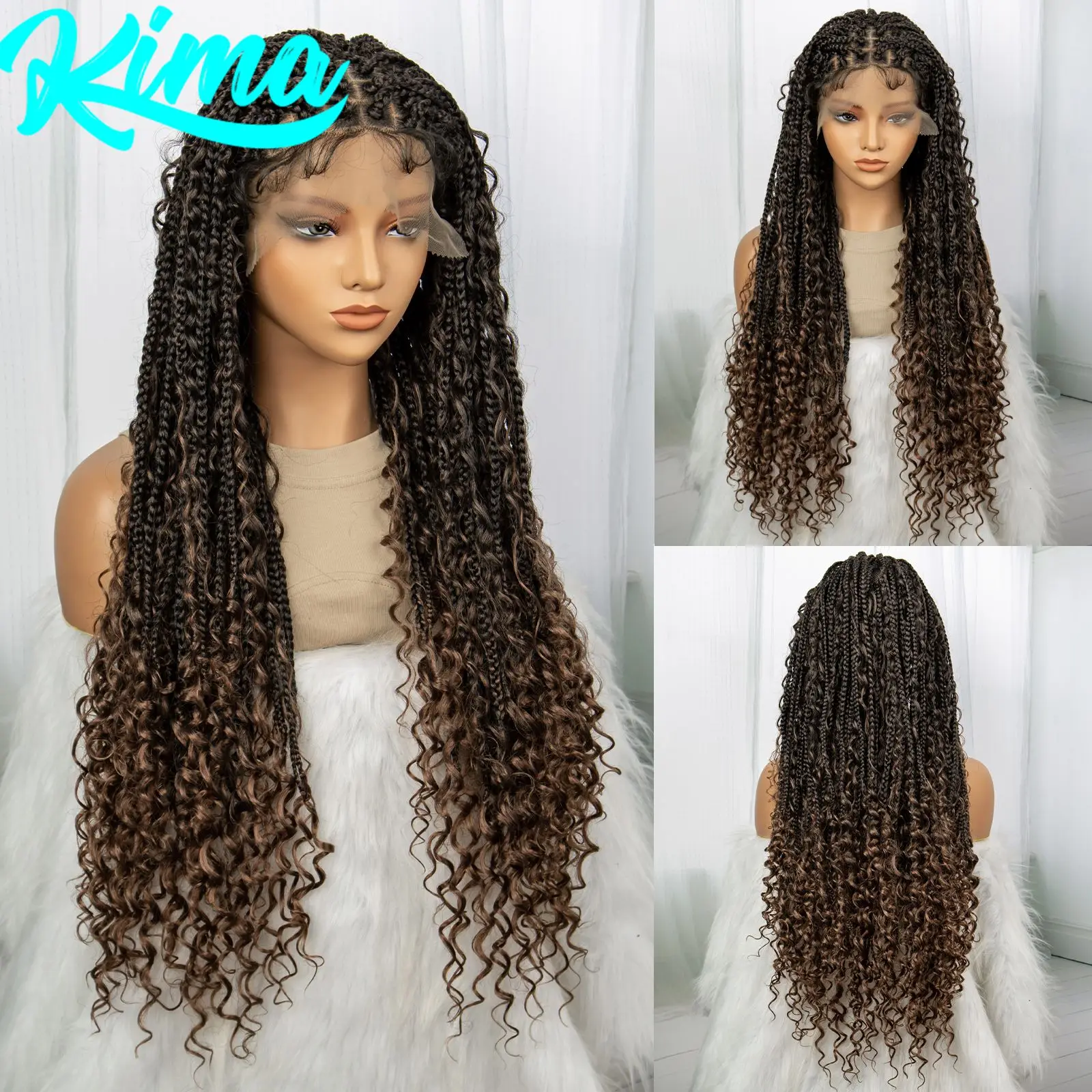 

1B/30 синтетические плетеные парики Омбре в стиле бохо без узлов для черных женских косичек парики кружевные передние плетеные кружевные искусственные