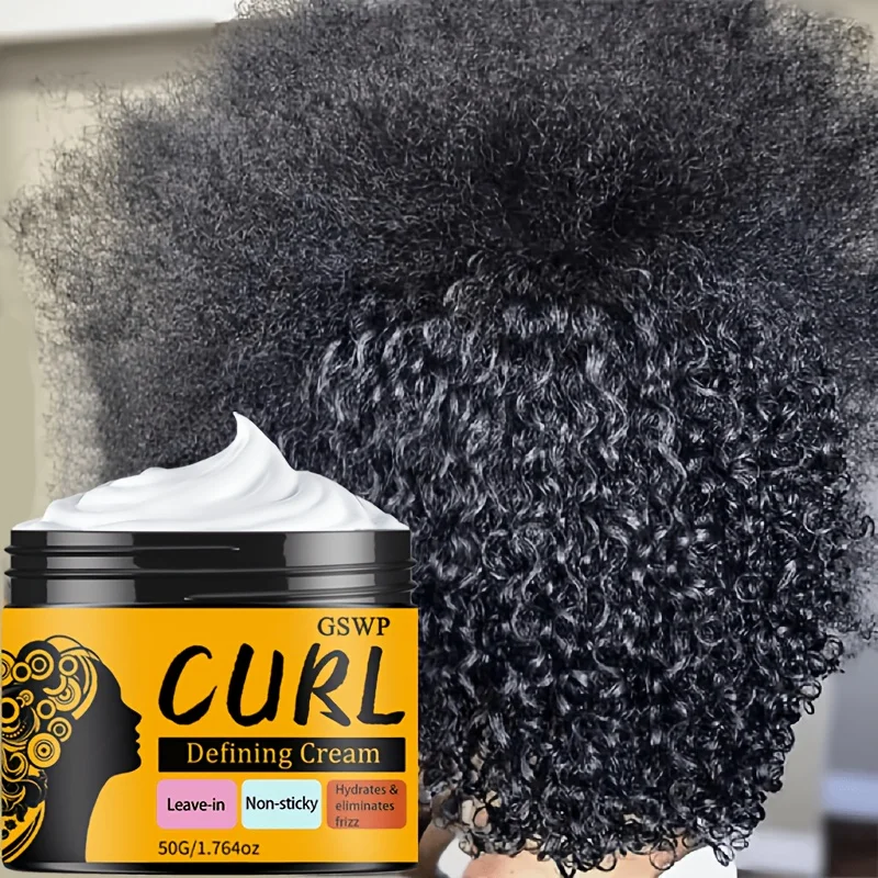 GSWP Black Castor Oil Curling Cream,Moisturizing and Elastic Styling Conditioner for Curly Hair,Frizz Control.50g/100g