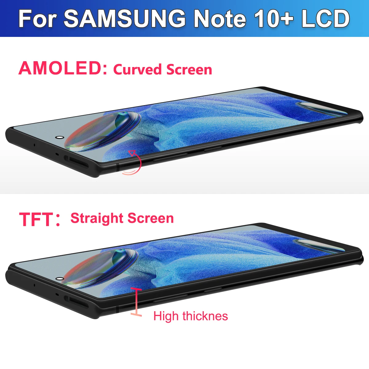 Amoled-Samsung Note 10 Plus用のLCDタッチスクリーン,ペンサポート,指紋,スマートフォン