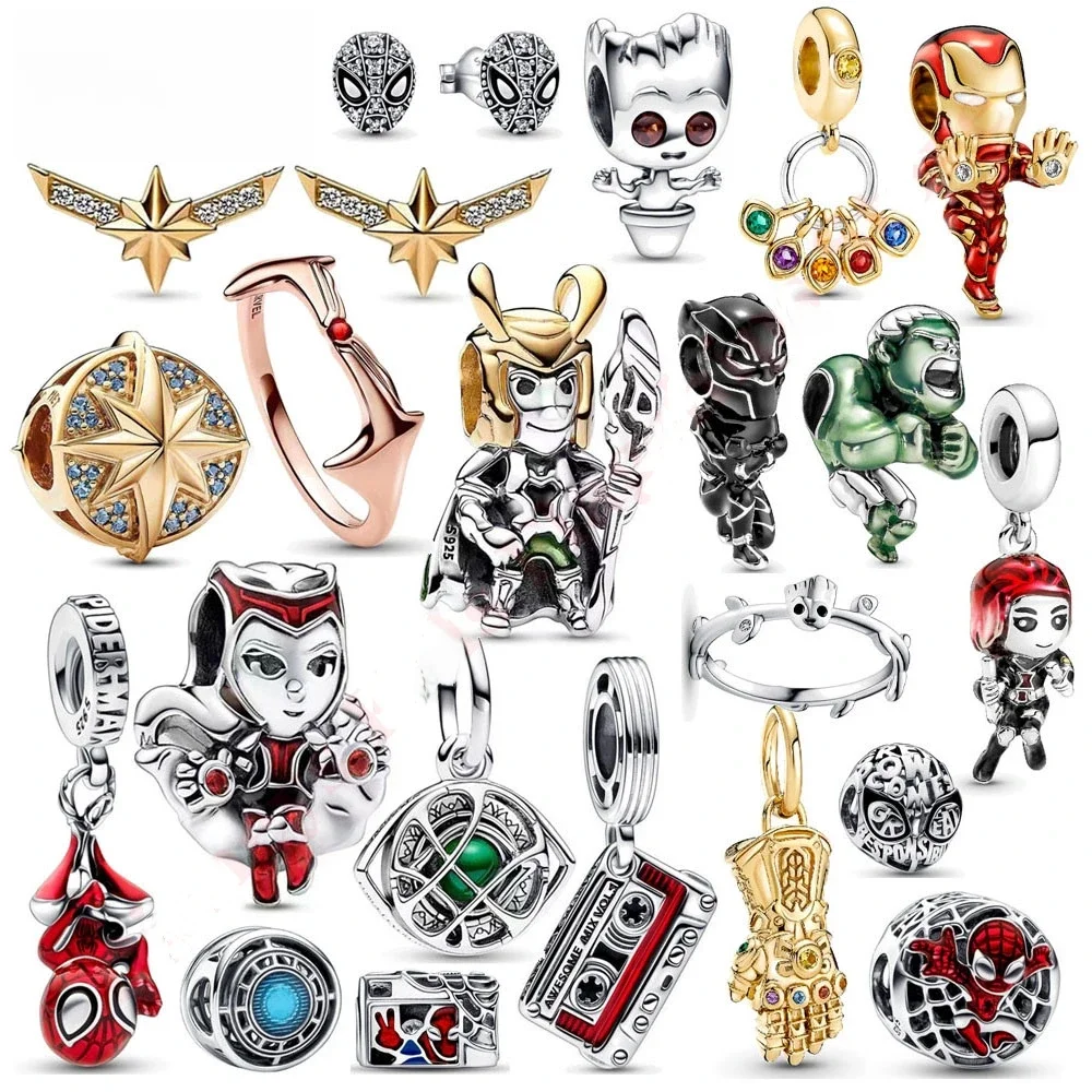 Disney Marvel 925 Silber Armband Perlen Spiderman Super Hero Charm Fit Pandora Armreif DIY Frauen