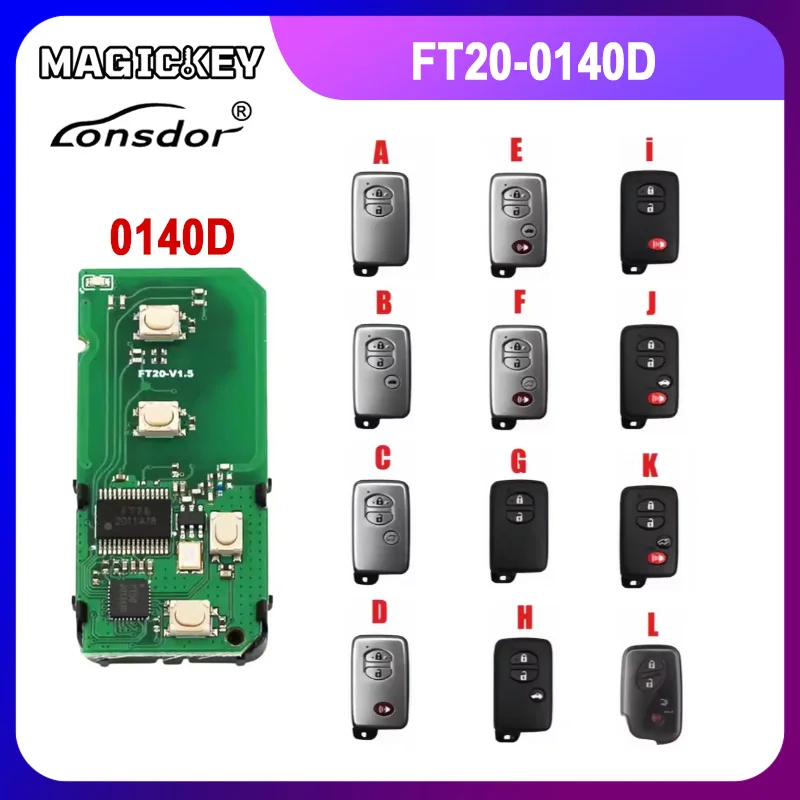 Lonsdor FT20 0140D 433.92MHZ FSK Keyless Go Smart Key Board PCB 4D Chip for Toyota with key shell