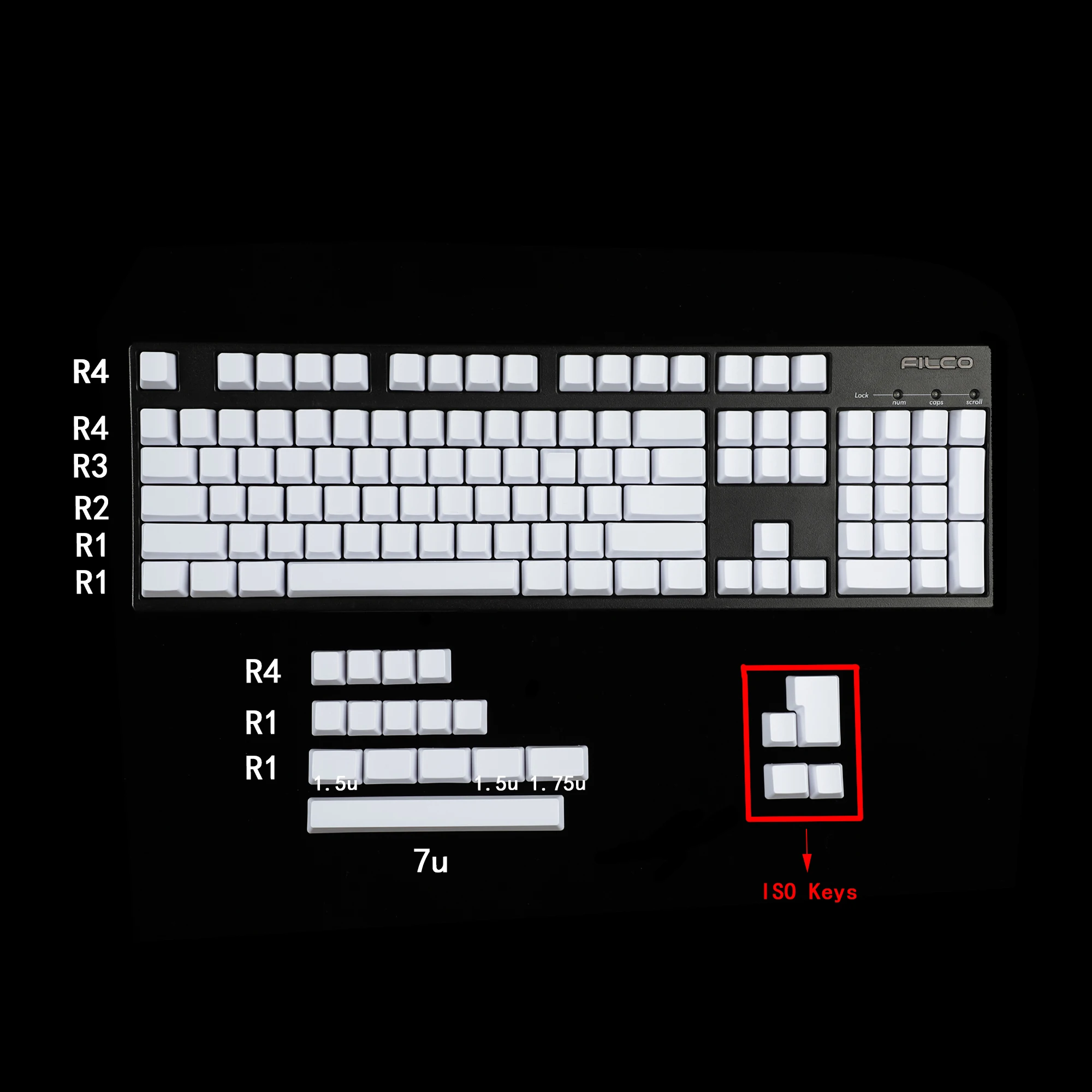 123 Thick PBT ANSI ISO Blank Keycaps OEM Profile For 108 104 96 87 61 68 NJ80 GMMK 84 KBD75 KBD67 XD64 GK64 (Only Keycap)
