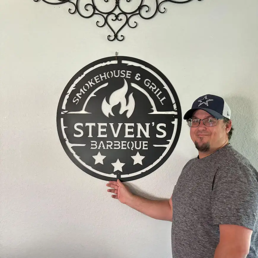 Personalized Metal Barbecue Wall Sign, Custom Grill Sign, Barbecue Sign for Outdoor, Large BBQ Sign, Barbecue Wall Art Decor