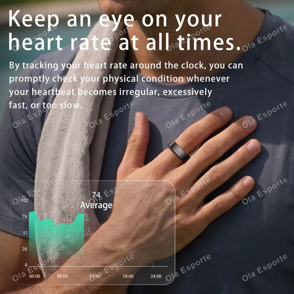 Smart Ring Heart Rate Blood Oxygen Sleep Tracker Ring IP68 Waterproof Multi Sports Mode Fitness Ring Men Women Free Shipping USA view 3