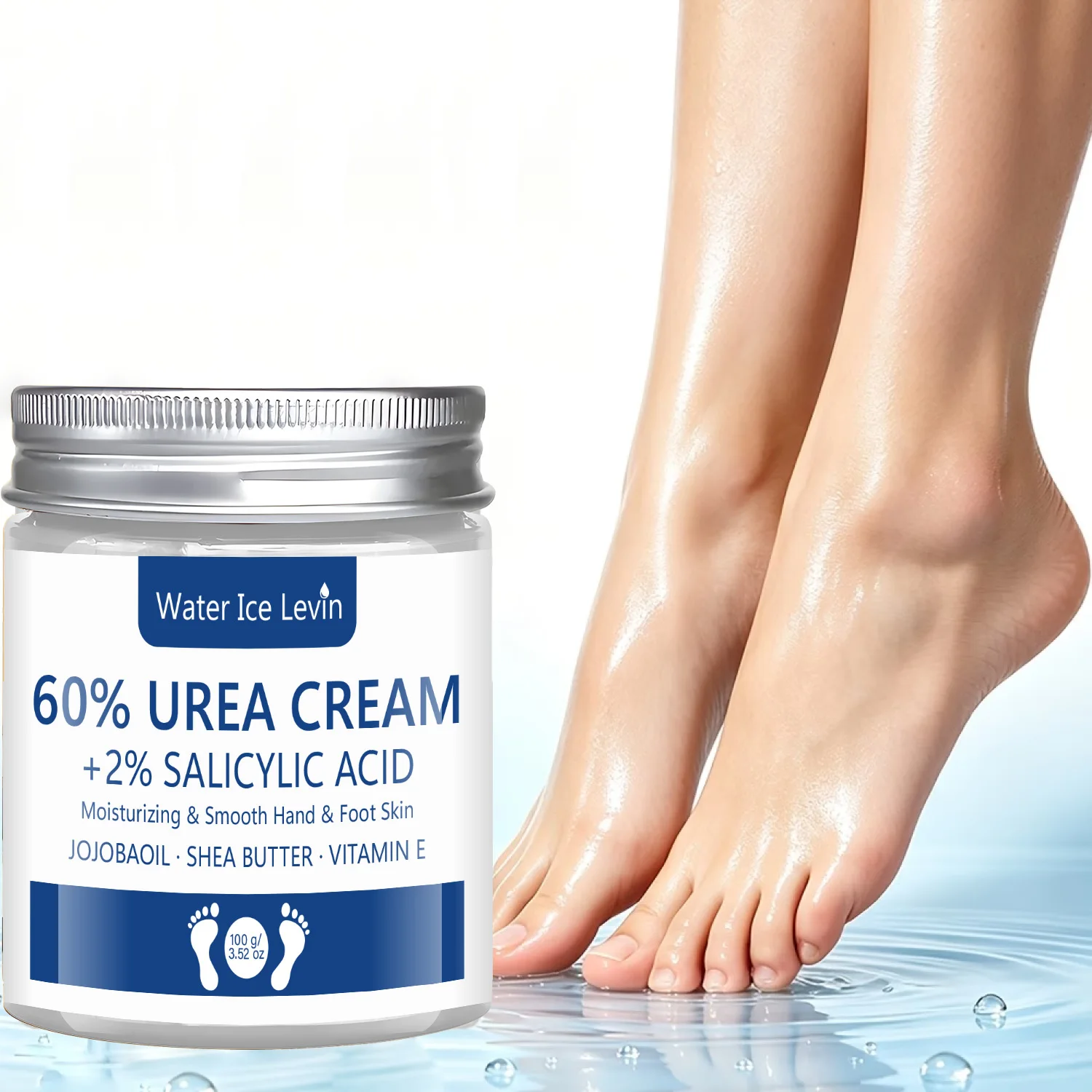 1. 60% Urea Reparatur-Fußcreme 2% Salicylsäure Entfernt abgestorbene Haut, macht raue, rissige Fersen weicher, Feuchtigkeitscreme mit Jojobaöl und Shea-Butter