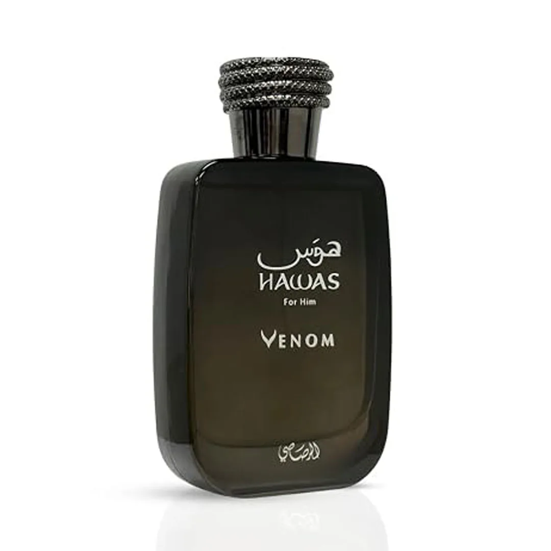 Rasasi Hawas Venom Eau de Parfum 100ml Men Perfume, Dark Alluring Oriental Woody Scent, Smoky‑Leather Long‑Lasting Men’s Cologne view 2