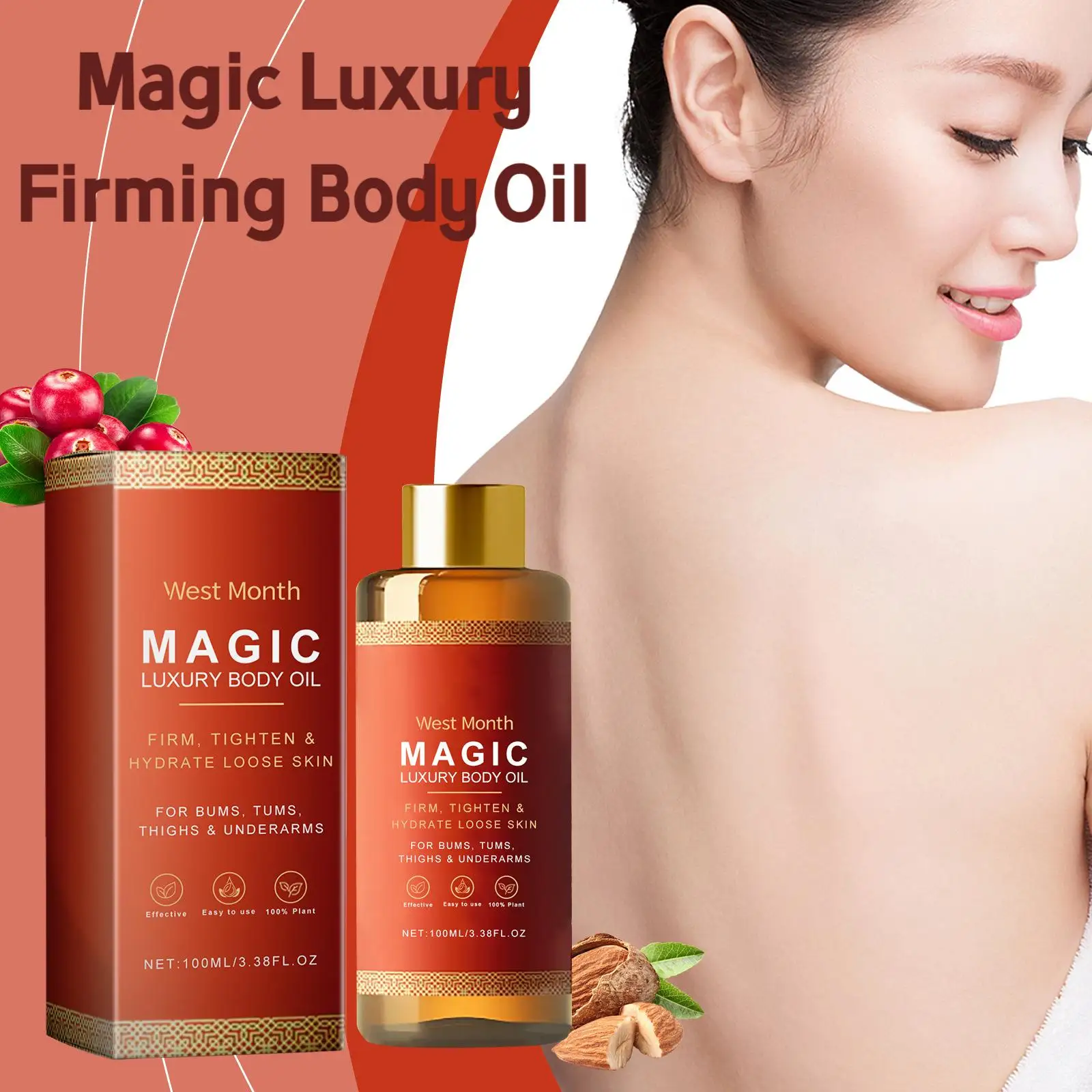 

West&Month 100ml Tightening Body Oillighten Fine Lines Nourish Skin Massage Care Repair Roughness Firming Magic Luxury Body Oil