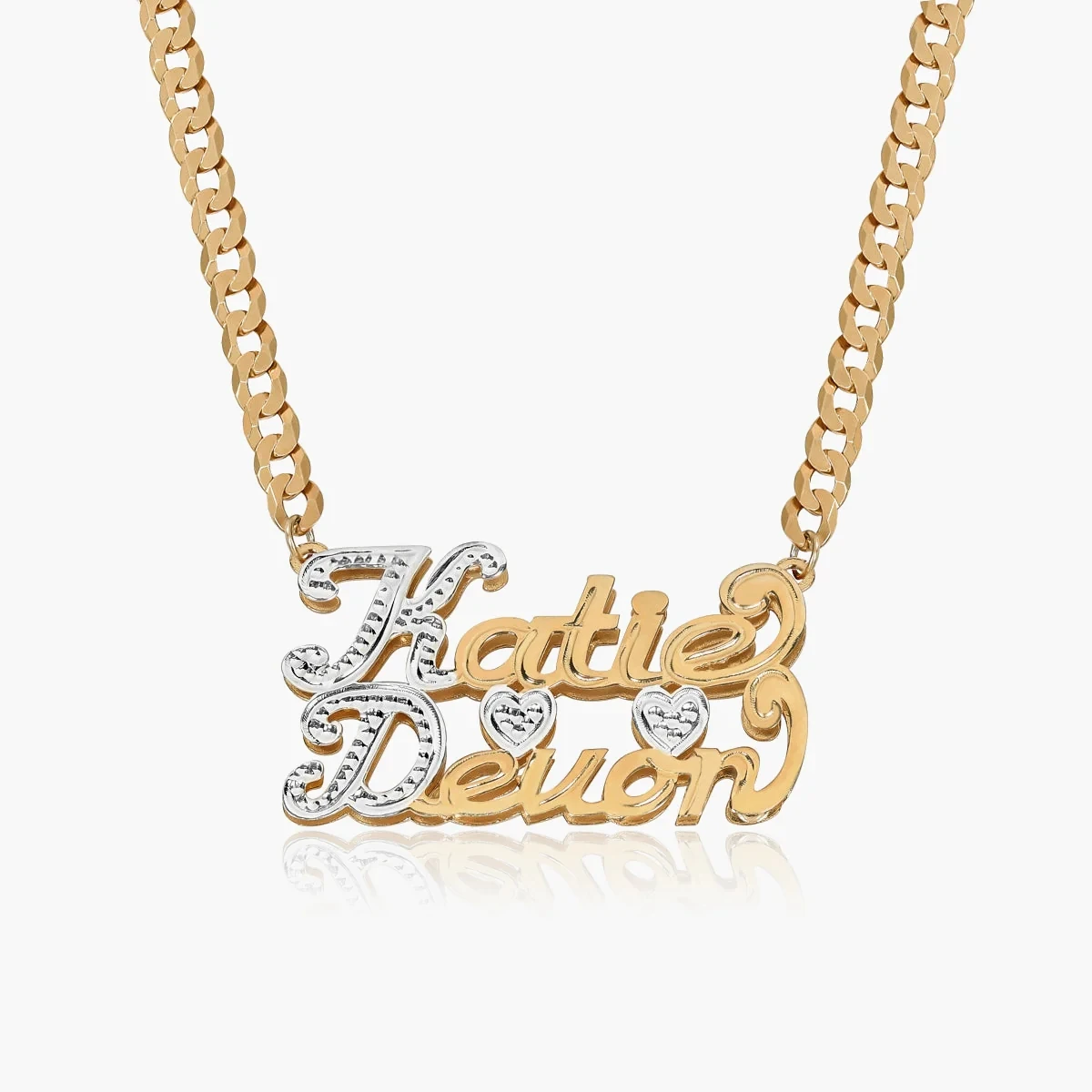 

Custom Double Plated Couples Name Necklace 18K Gold Plated Personalized Nameplate Pendant Romantic Jewelry Unique Gift for Her