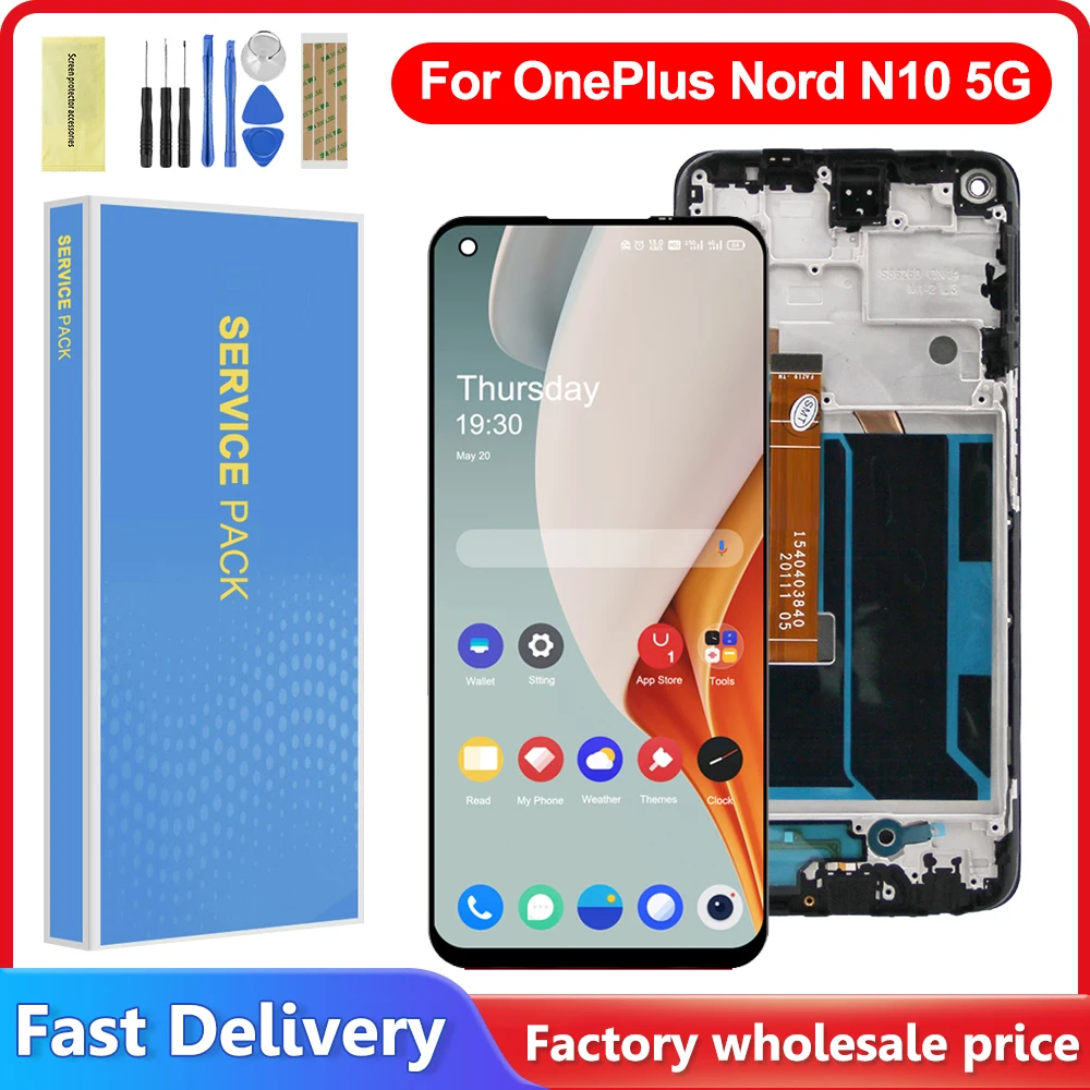 6.49\'\' For OnePlus Nord N10 5G LCD Display Screen Touch Digitizer Replacement For One Plus 1+N10 BE2029 BE2025 Screen With Frame