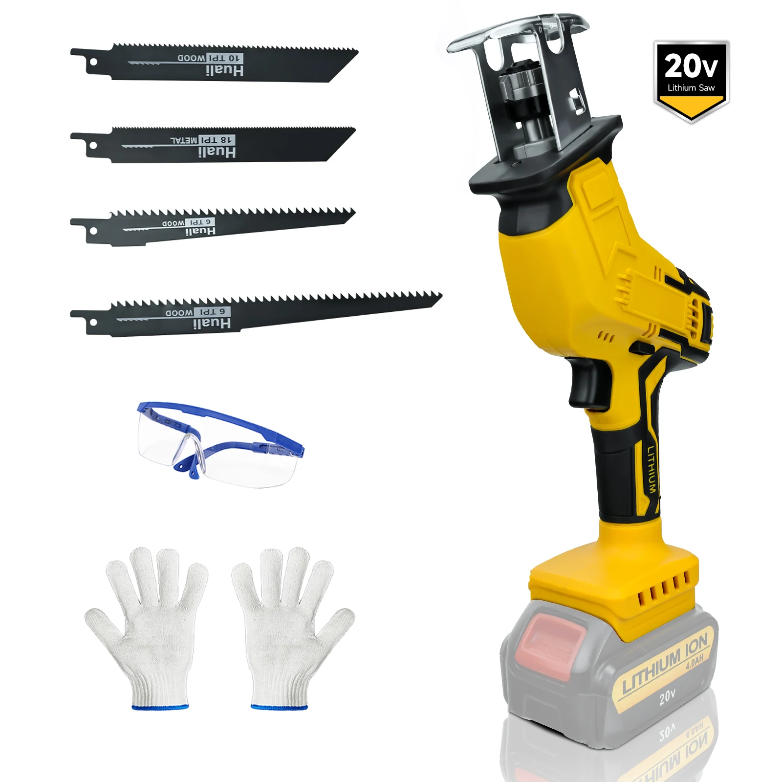 Imagem -01 - Serra Alternativa sem Fio para Dewalt Velocidade Variável Serra Sabre Elétrica Madeira Metal Corte de Tubos 3000spm Bateria 20v serra alternativa sem fio para dewalt velocidade variavel serra sabre eletrica madeira metal corte de tubos 3000spm bateria 20v 01