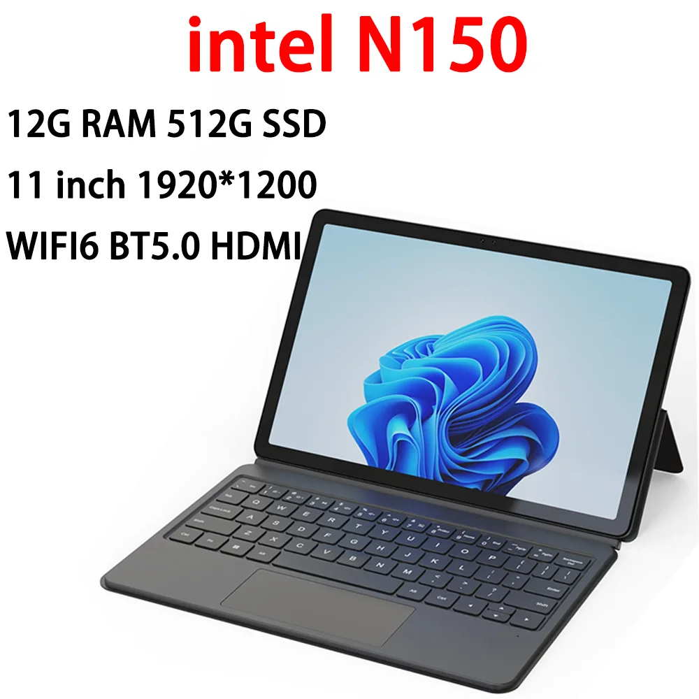 BNCF جديد كتاب 11 إنتل N150 12G RAM 512G SSD WIFI6 1920*1200 11 بوصة كمبيوتر محمول ويندوز 11 دفتر مزدوج واي فاي 2 * USB HDMI كمبيوتر محمول