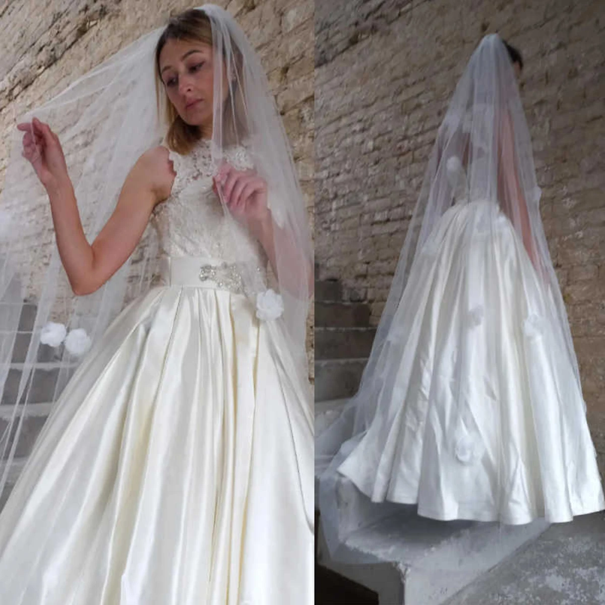 

Цветочная кружевная свадебная фата из мягкого тюля, соборная фата из тюля с расческой, роскошные свадебные аксессуары по индивидуальному заказу