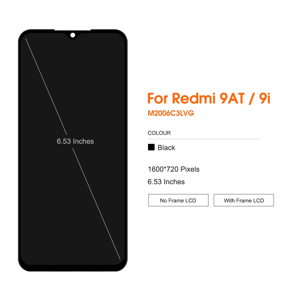 6.53\'\' Tested For Xiaomi Redmi 9i LCD Display Touch Screen Digitizer With Frame Assembly For Redmi 9AT Global M2006C3LVG lcd