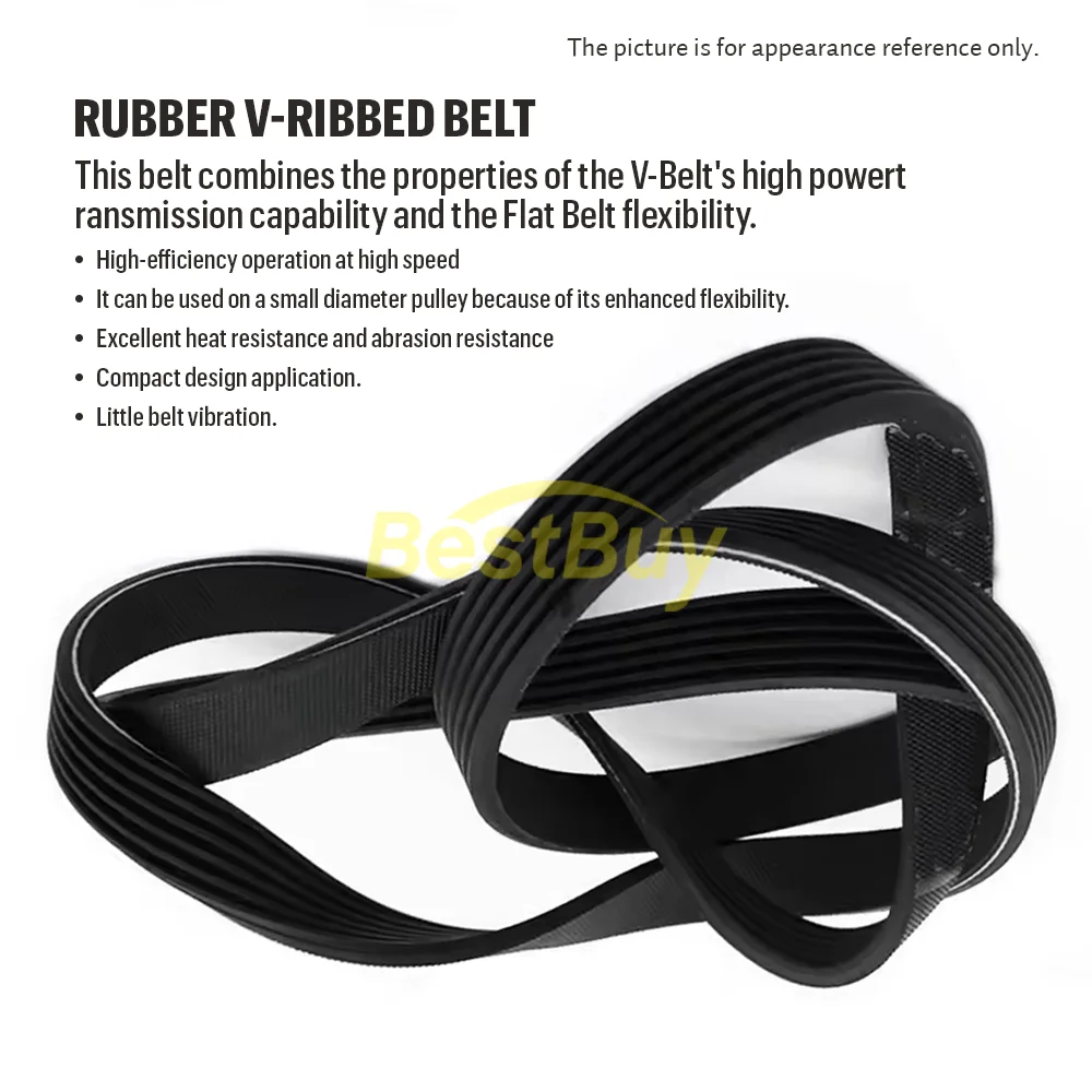 V-Ribbed Belt for 780J/785J/790J/795J/800J-985J Rubber Ribbed Ribs Machine Woodworking Planer Multi-Wedge PJ Pulley 3-12 Slots