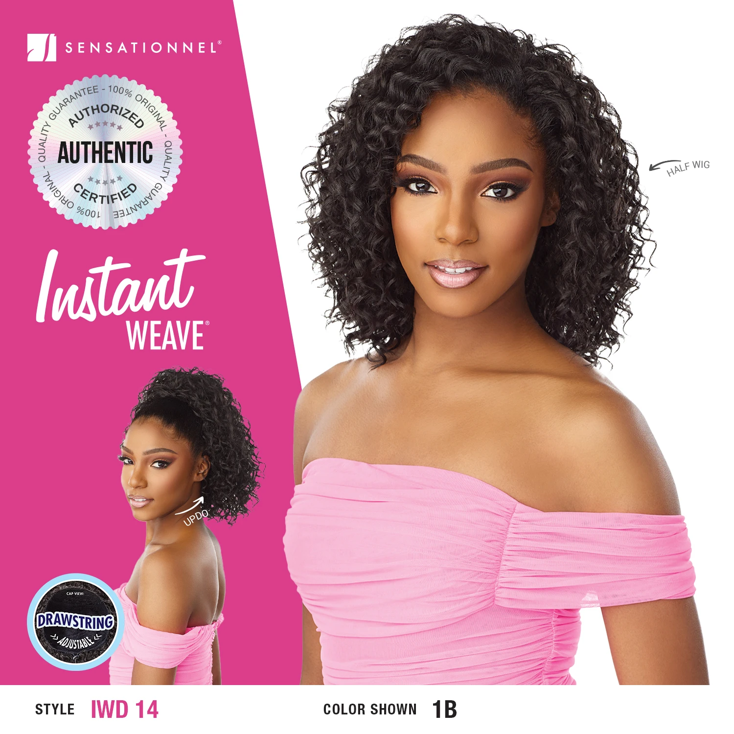 Sensationnel Instant Weave Half Wig Drawstring Cap IWD 14 - Versatile Half Wig, Quick & Easy Styling, Effortless Style