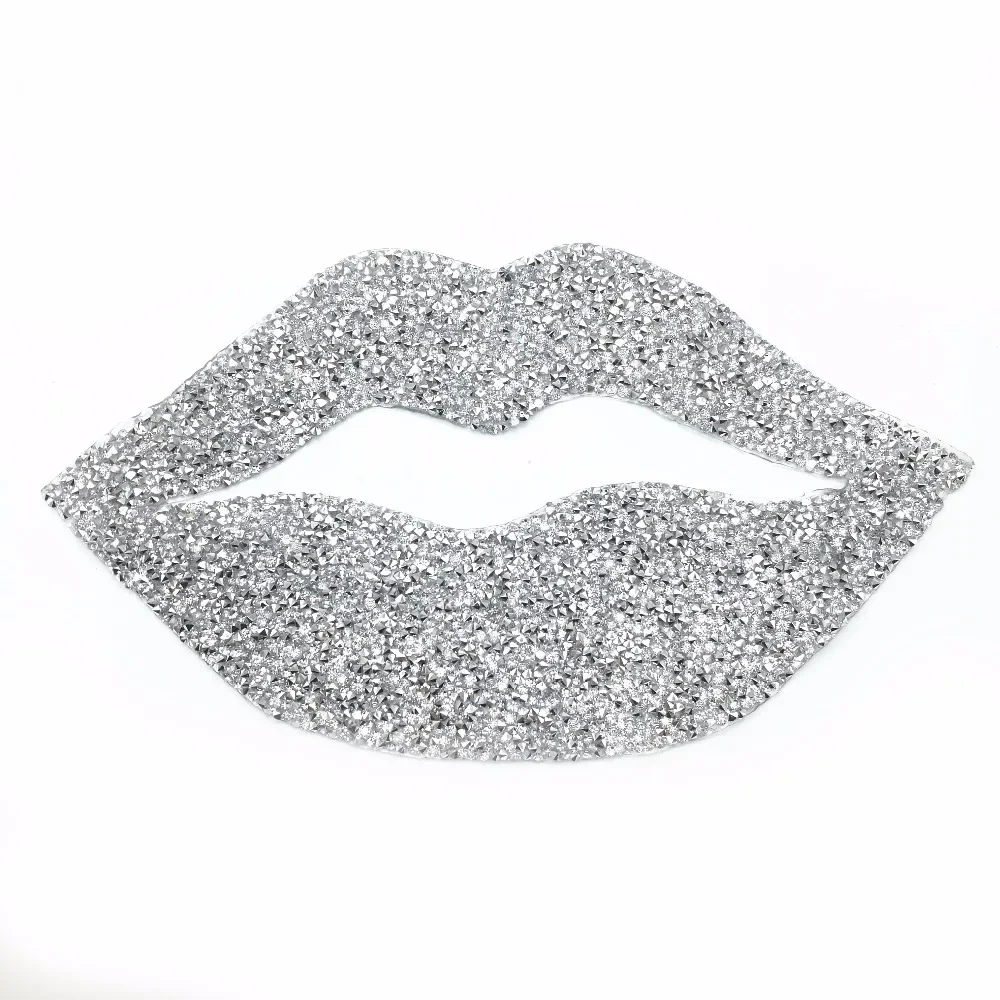 Sexy Lips poprawka kryształy aplikacja z łatką cyrkonią żelazko na plastry na t shirt odzież dekoracji — zdjęcie 2