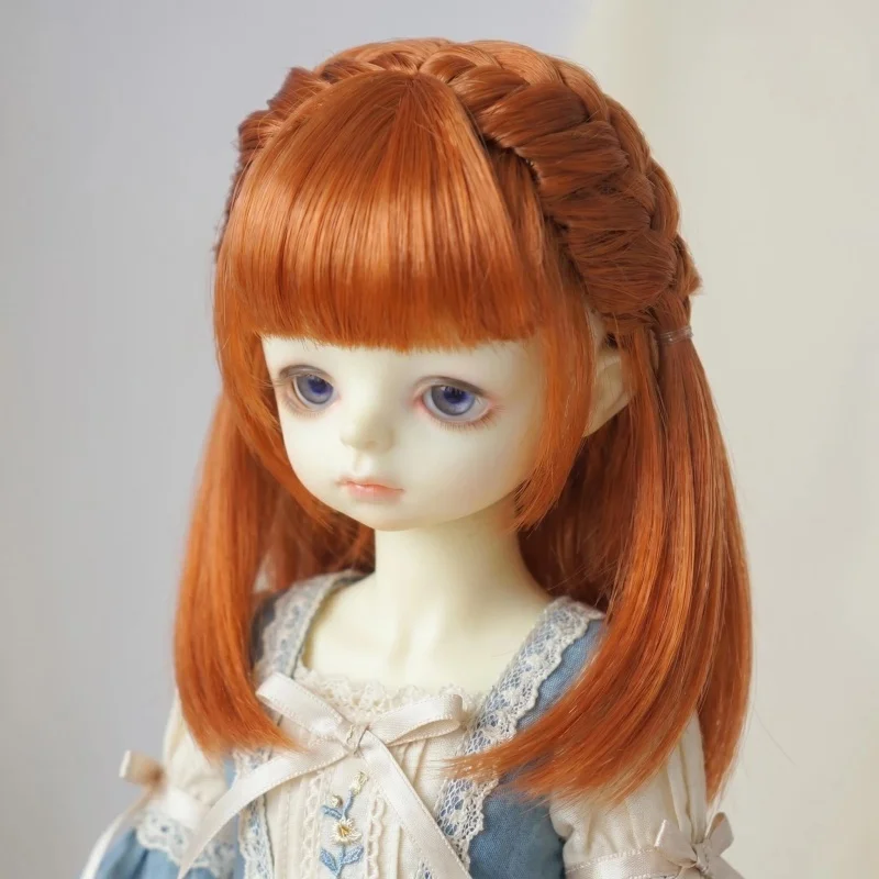 

JD846 1/3 Newest Full Bangs With Side Braide BJD Synthetic Mohair Wig Cheap SD DOD Accessories Suit 8-9inch 21-23cm Doll Head