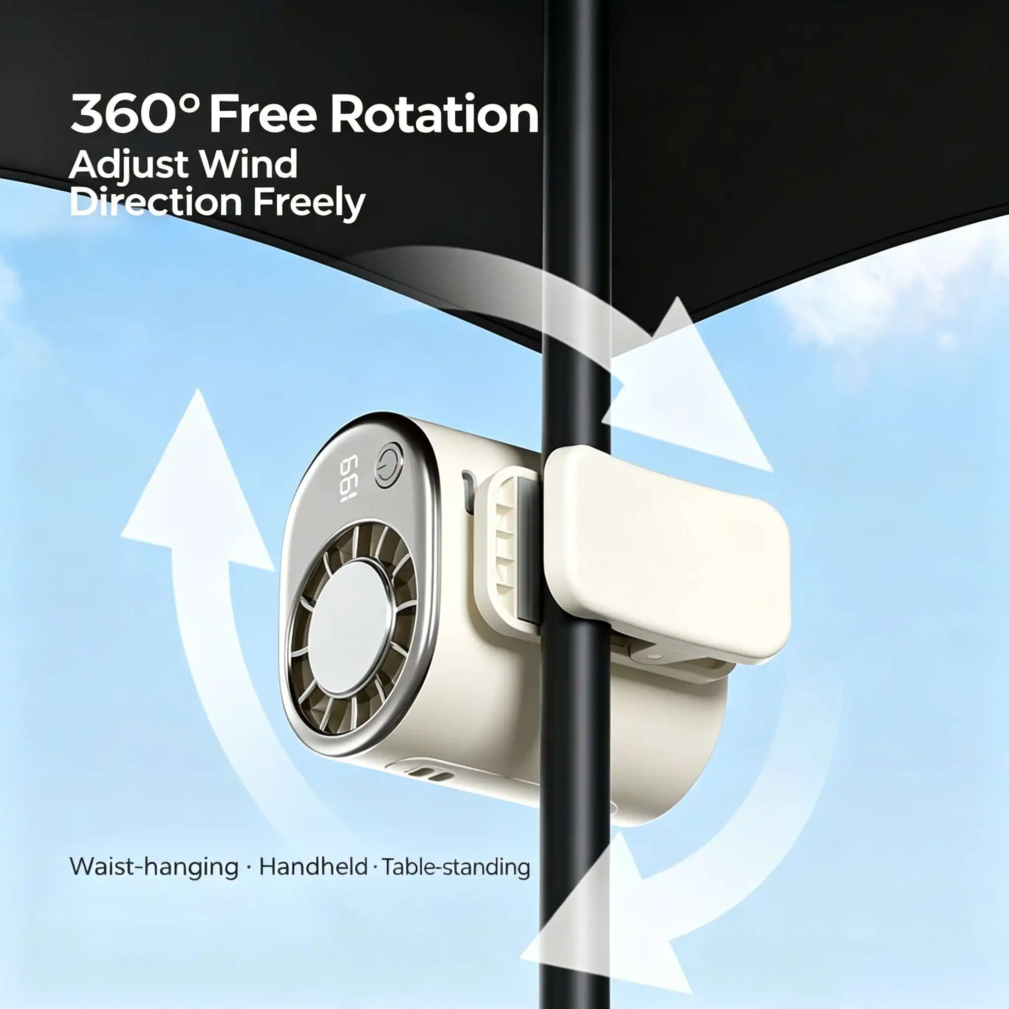Car Clip On Air Conditioner Fan 360° Rotation Personal Air Conditioner Clip On Fan 199 Speeds USB Rechargeable Car Cooling Fan