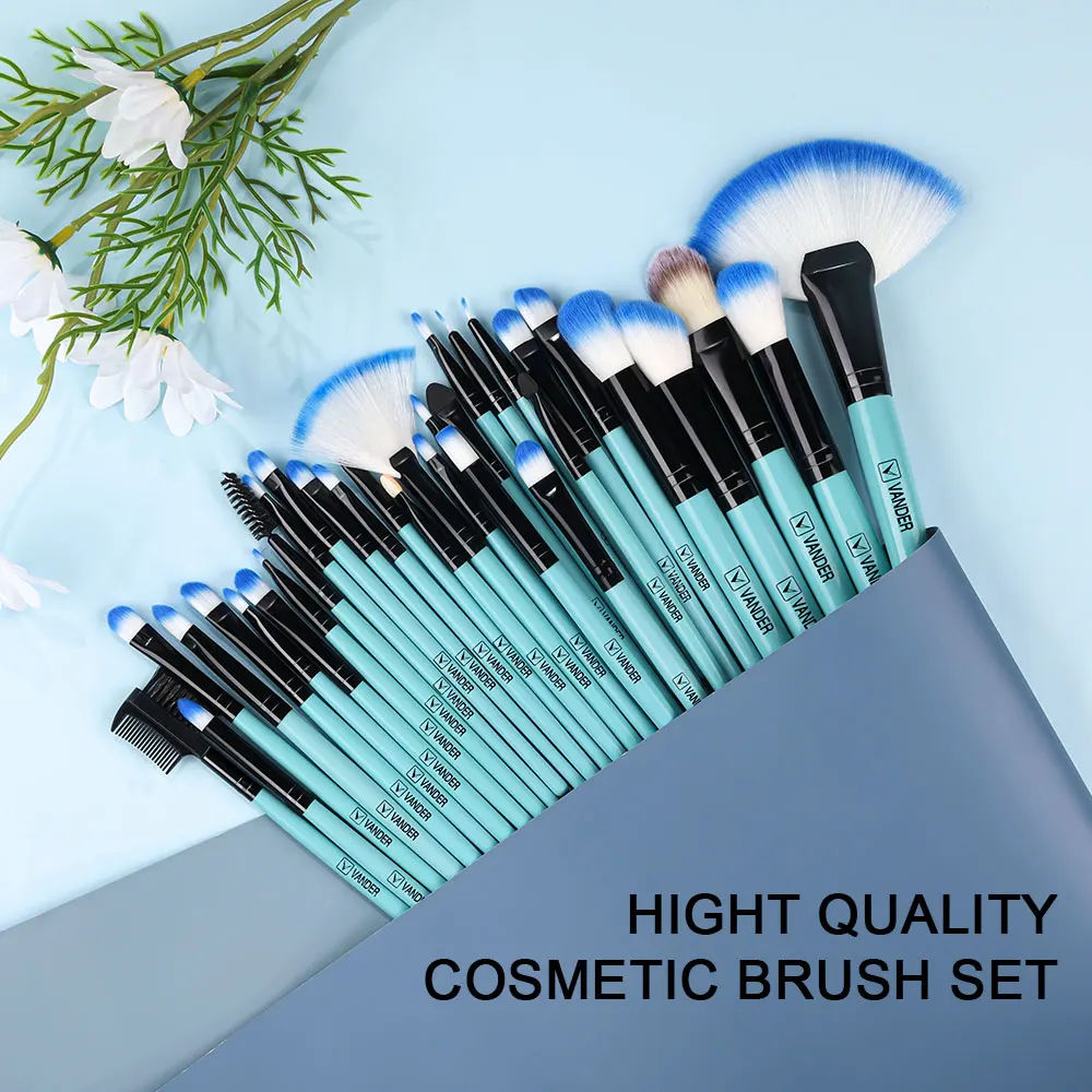 

13/32Pcs Blue Makeup Brushes Soft Fluffy Beauty Cosmetics Foundation Powder Eyeshadow Kabuki Blending Blush Makeup Brush Set Kit